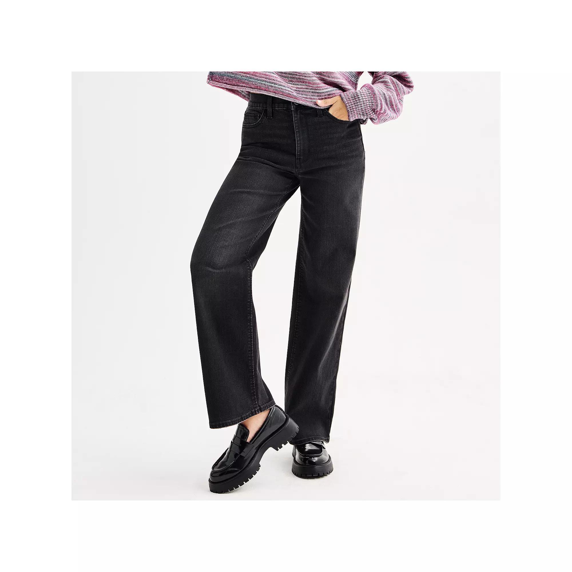Juniors SO High-Rise Wide-Leg Jeans, Womens Product Image