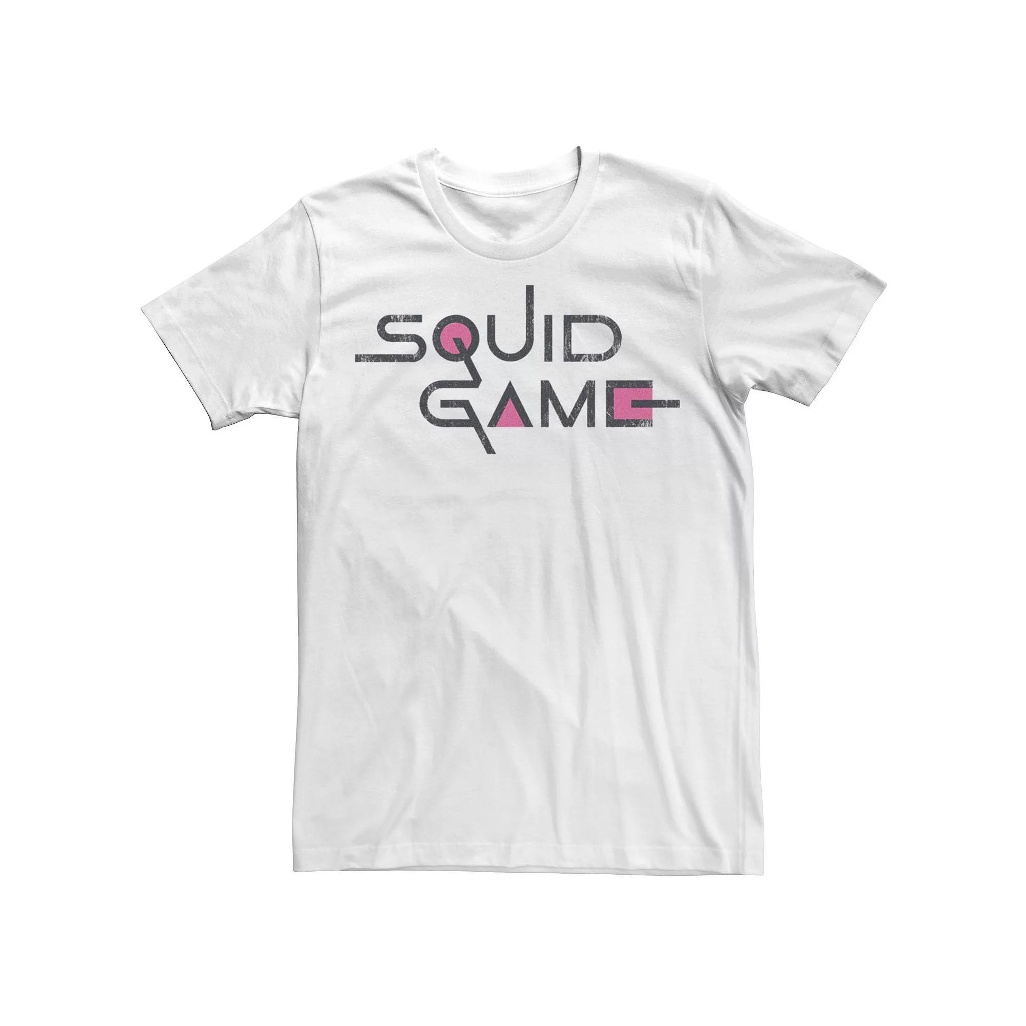 Men's Squid Game Distressed Text Logo Tee, Boy's, Size: XS, White Product Image