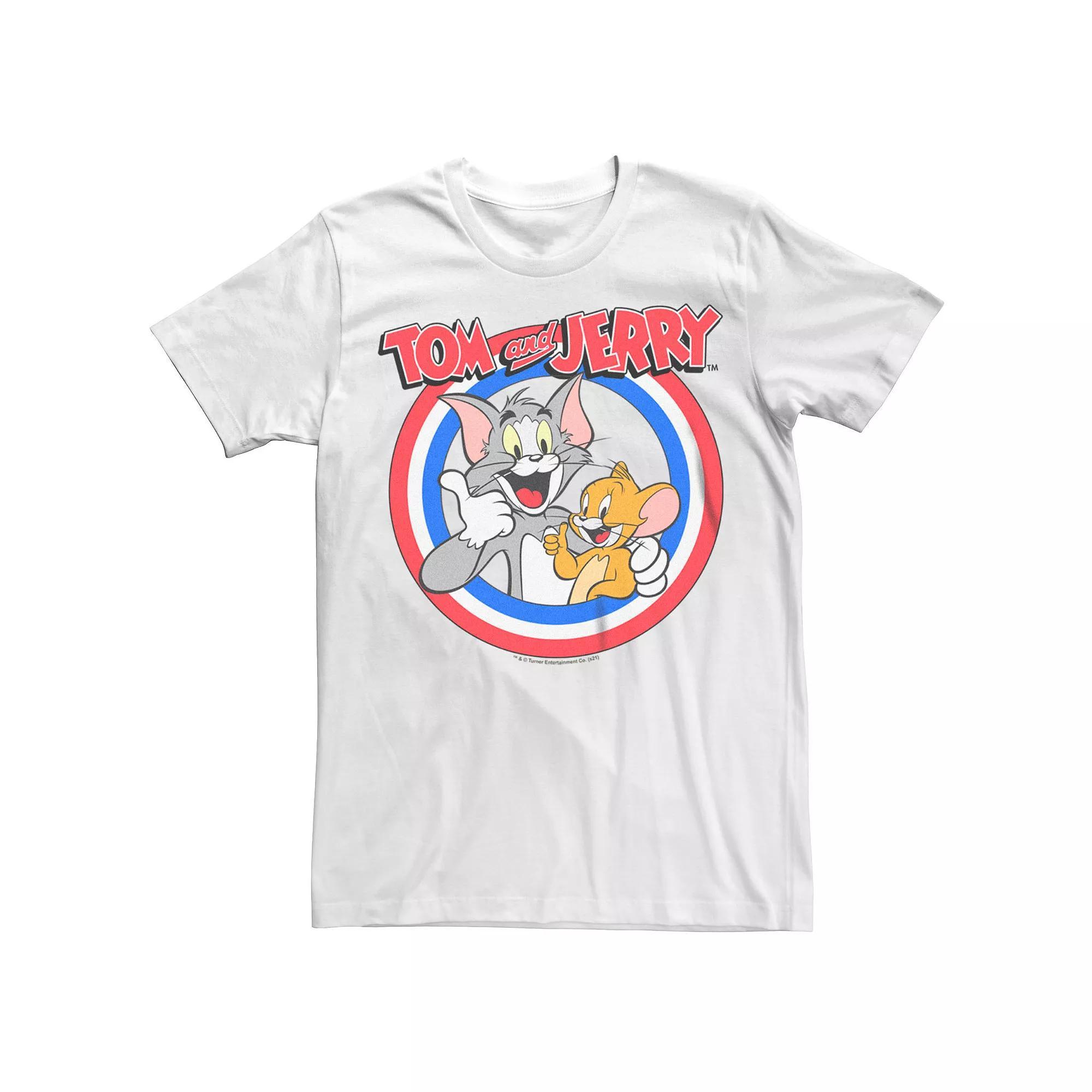 Men's Tom & Jerry Americana Tom And Jerry Logo Tee, Size: Large, White Product Image