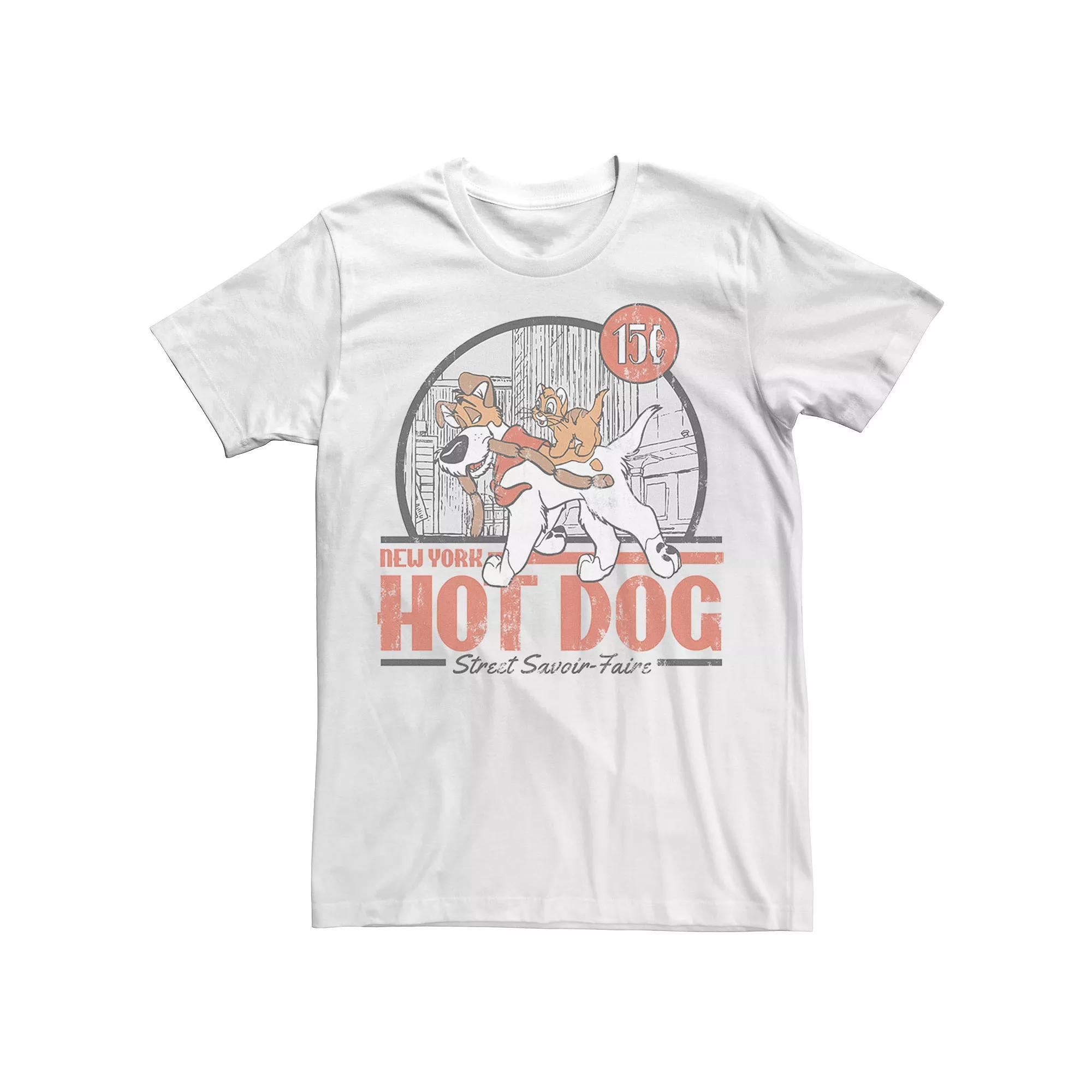 Disney's Oliver & Company New York Hot Dog Poster Men's Tee, Size: XL, White Product Image