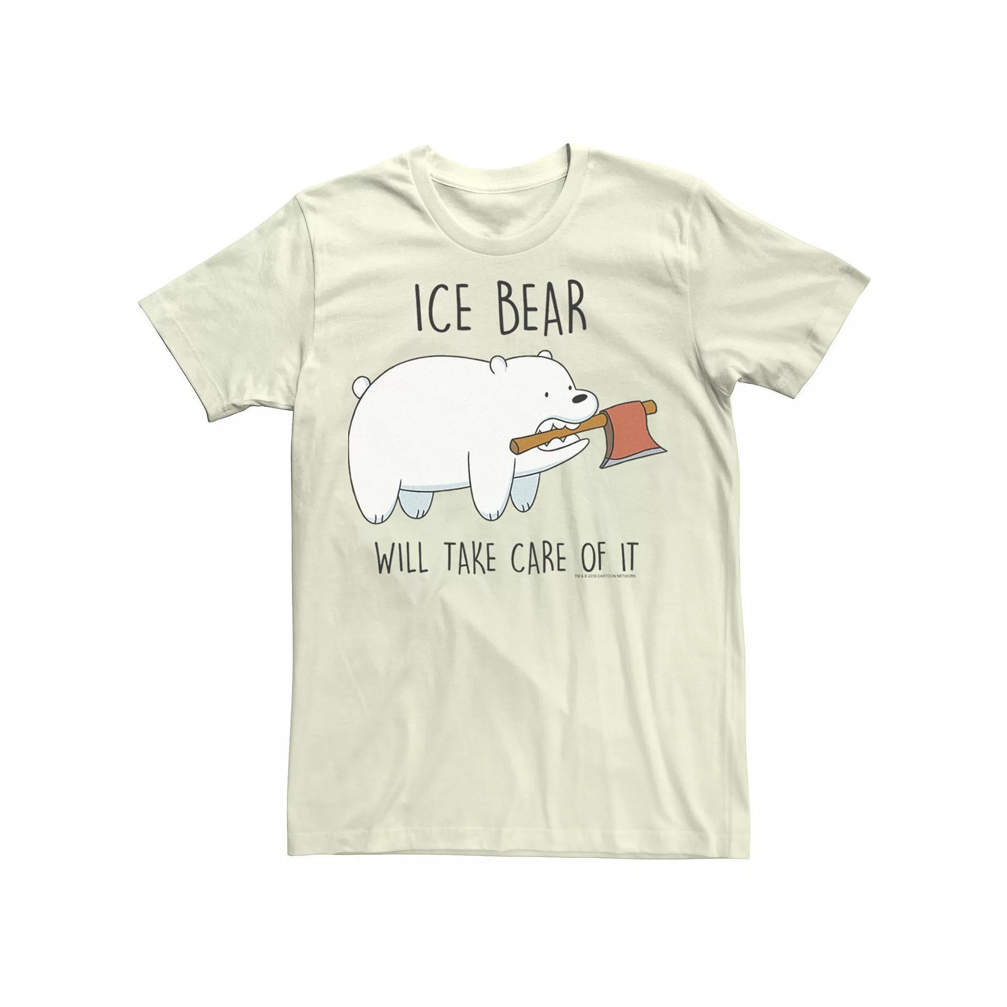 Men's Cartoon Network We Bare Bears Ice Bear Take Care Of It Axe Tee, Size: Medium, Natural Product Image