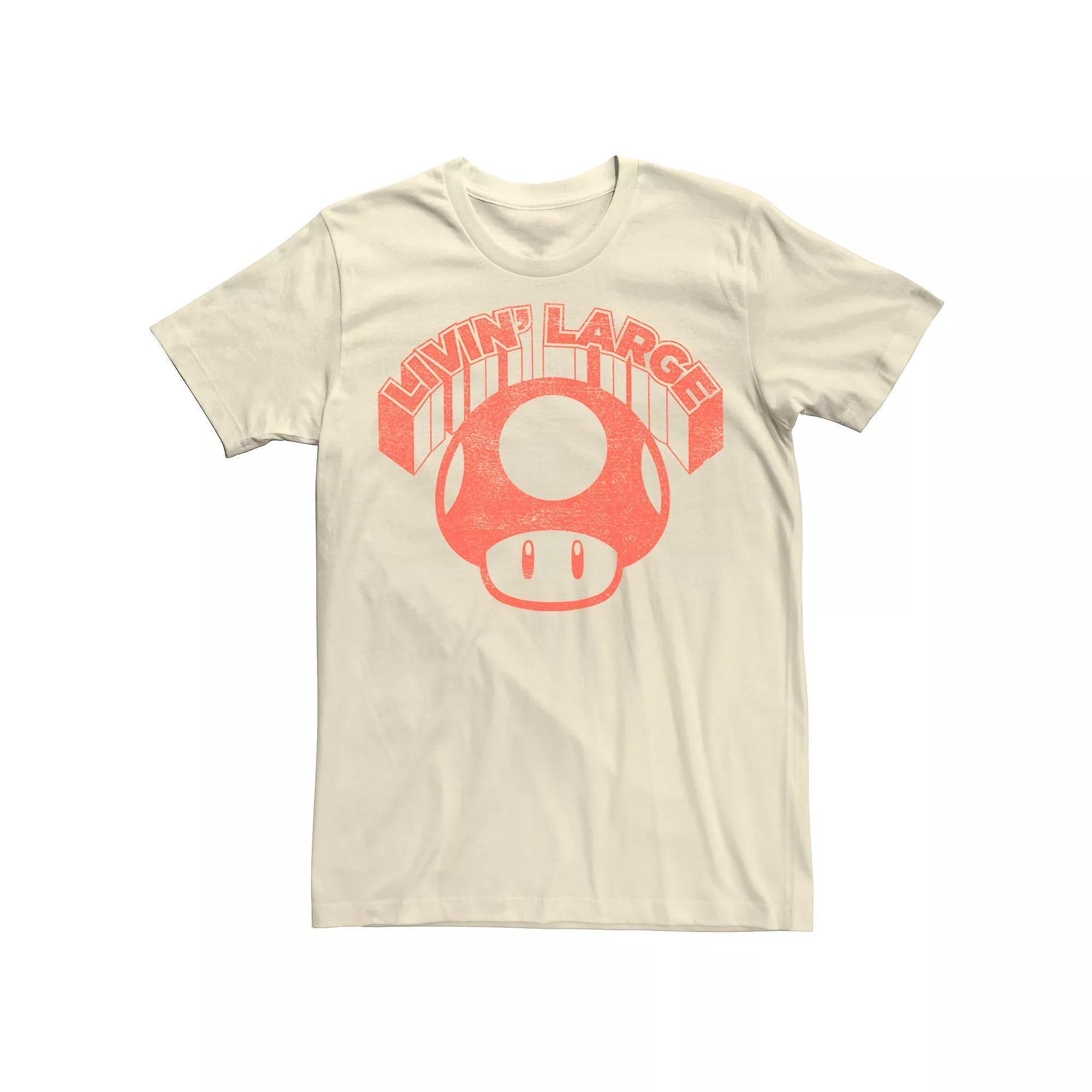 Men's Super Mario Mushroom Livin Large Tee, Size: XL, Natural Product Image