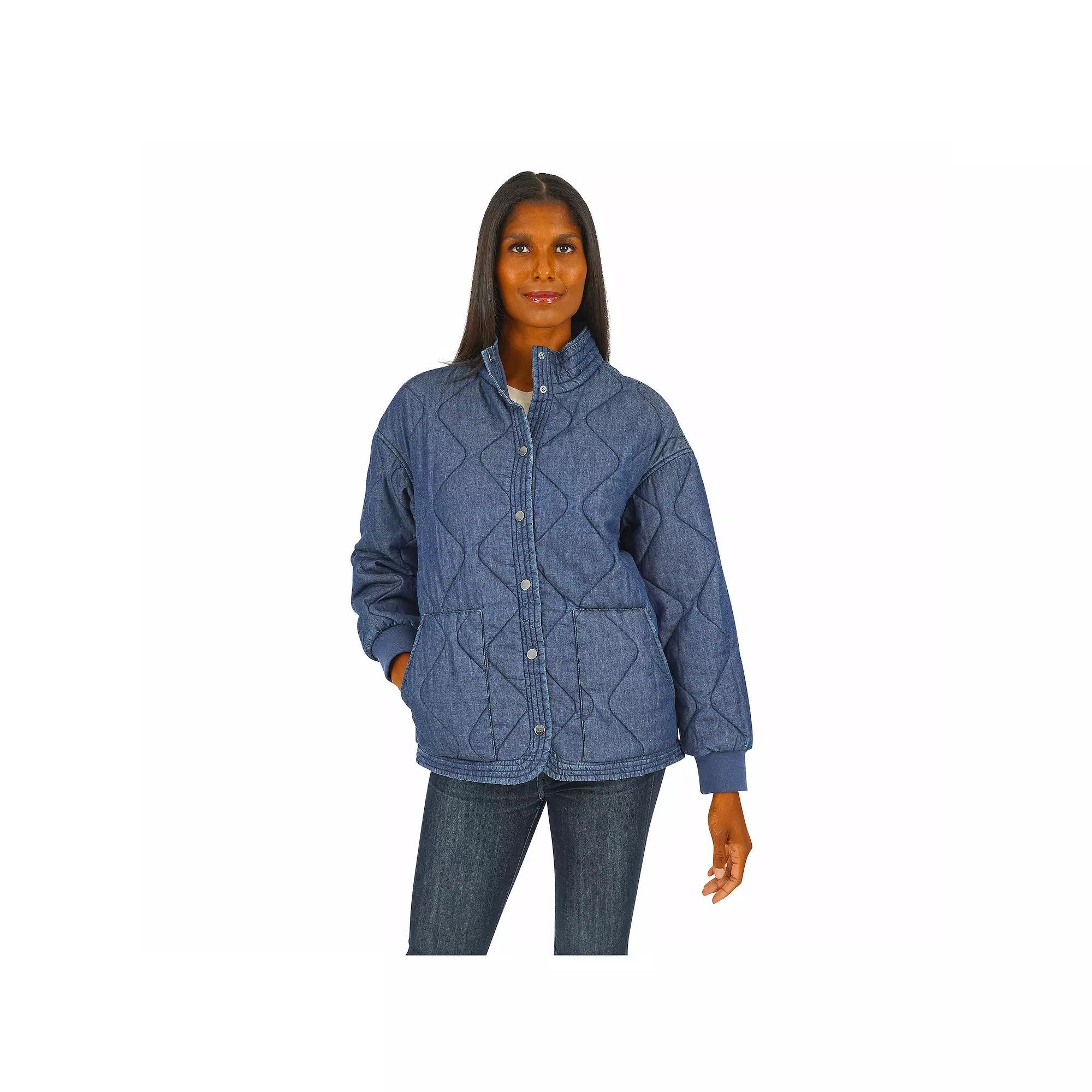 Women's Fleet Street Quilted Denim Jacket, Size: Large, Blue Product Image