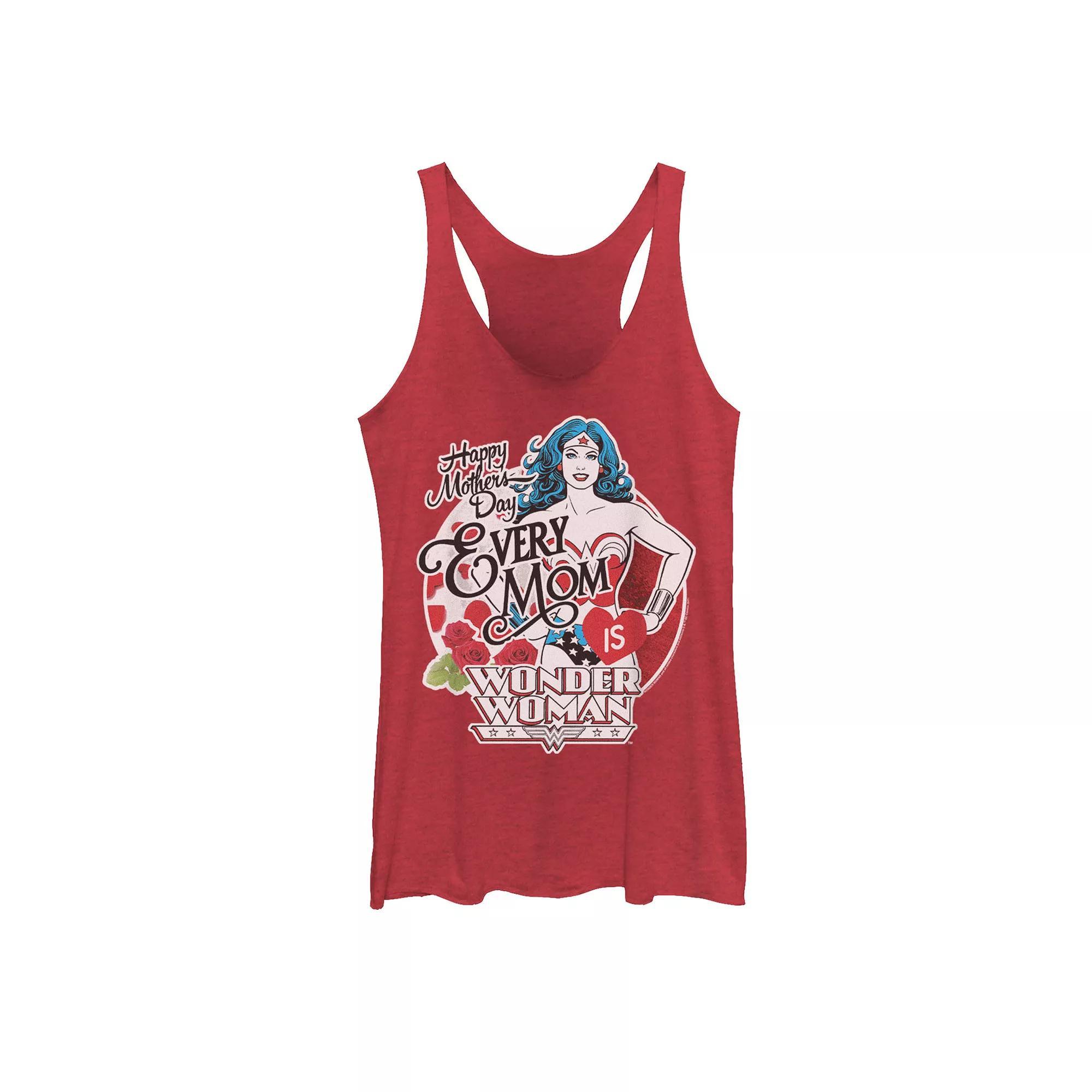 Juniors' Justice League "Every Mom Is Wonder Woman" Mother's Day Tank Top, Girl's, Size: XXL, Red Grey Product Image