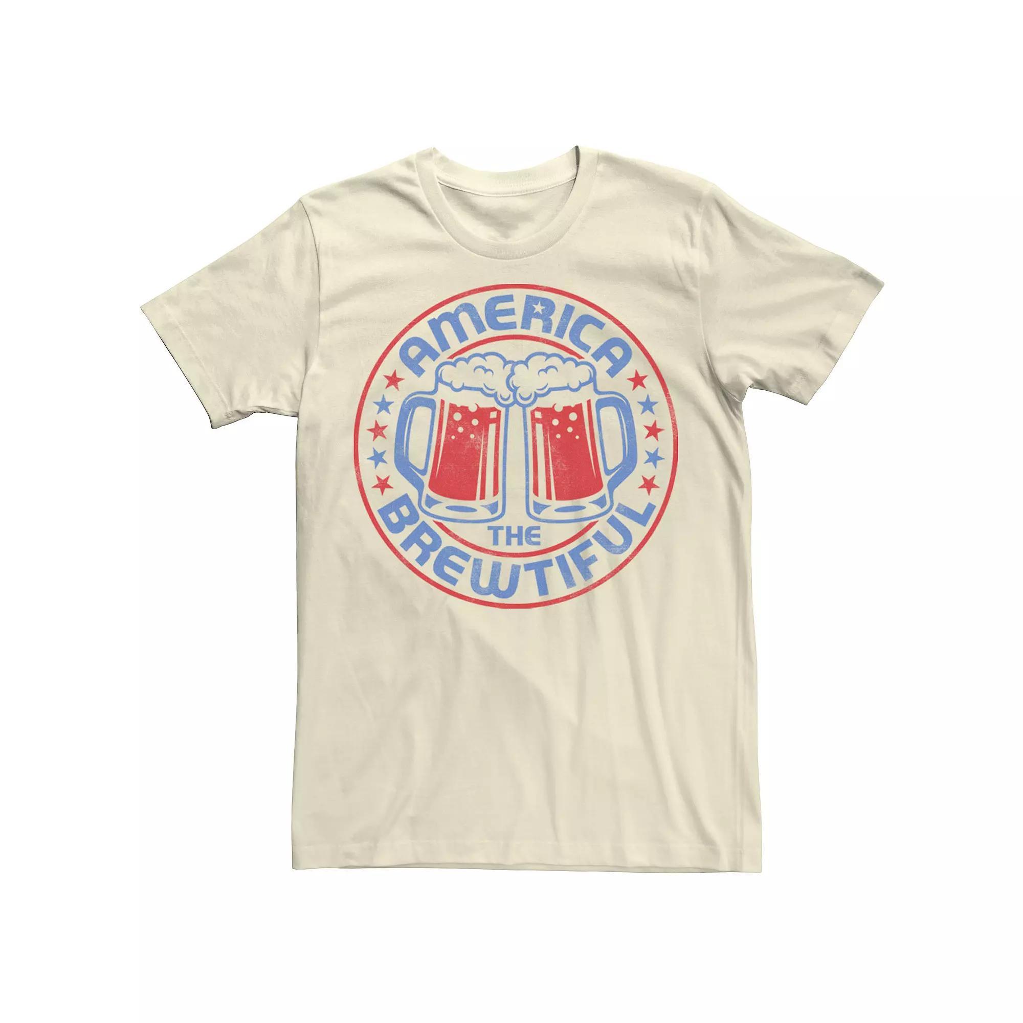 Men's "America The Brewtiful" Beer Americana Tee, Size: Medium, Natural Product Image
