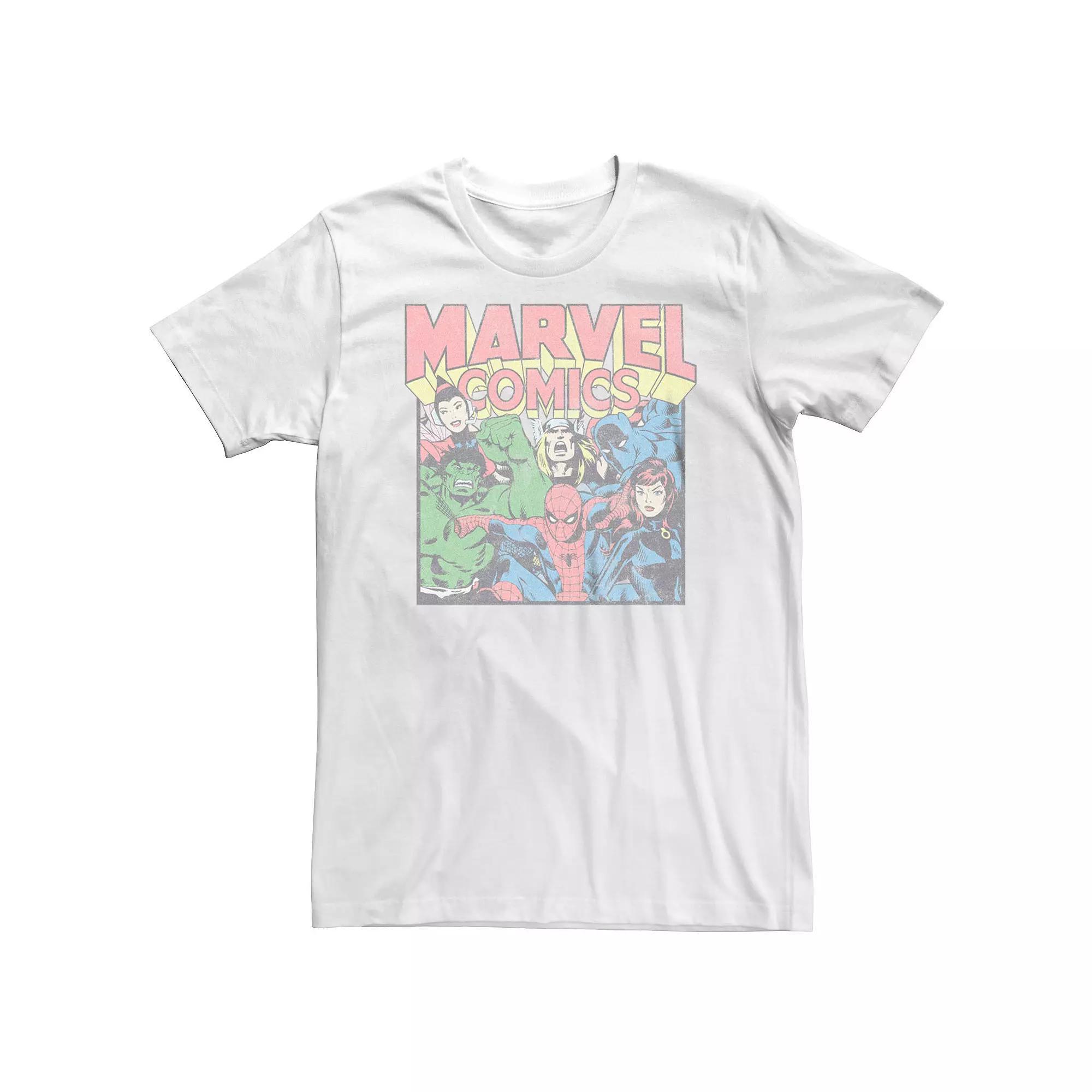 Big & Tall Marvel Comics Vintage Superheroes Tee, Men's, Size: XXL Tall, White Product Image
