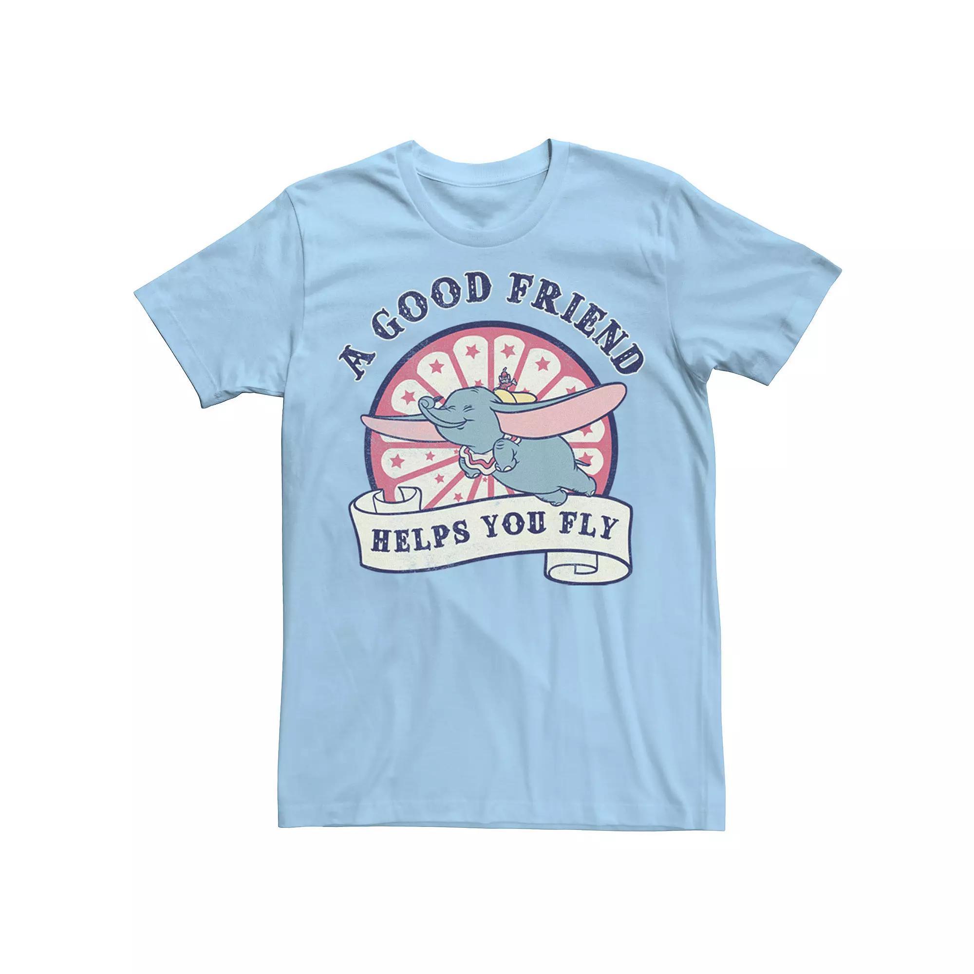 Disney's Dumbo Men's A Good Friend Helps You Fly Logo Poster Tee, Size: Large, Light Blue Product Image