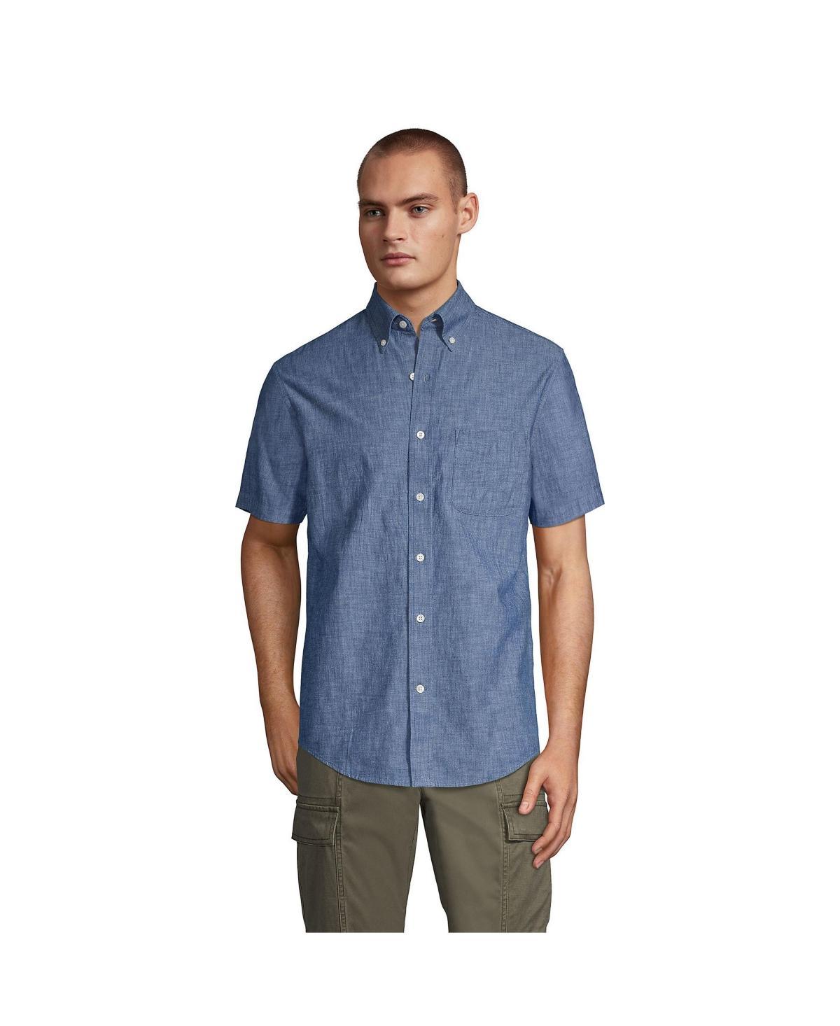 Men's Lands' End Traditional-Fit Chambray Button-Down Shirt, Size: XL, Dark Blue Product Image