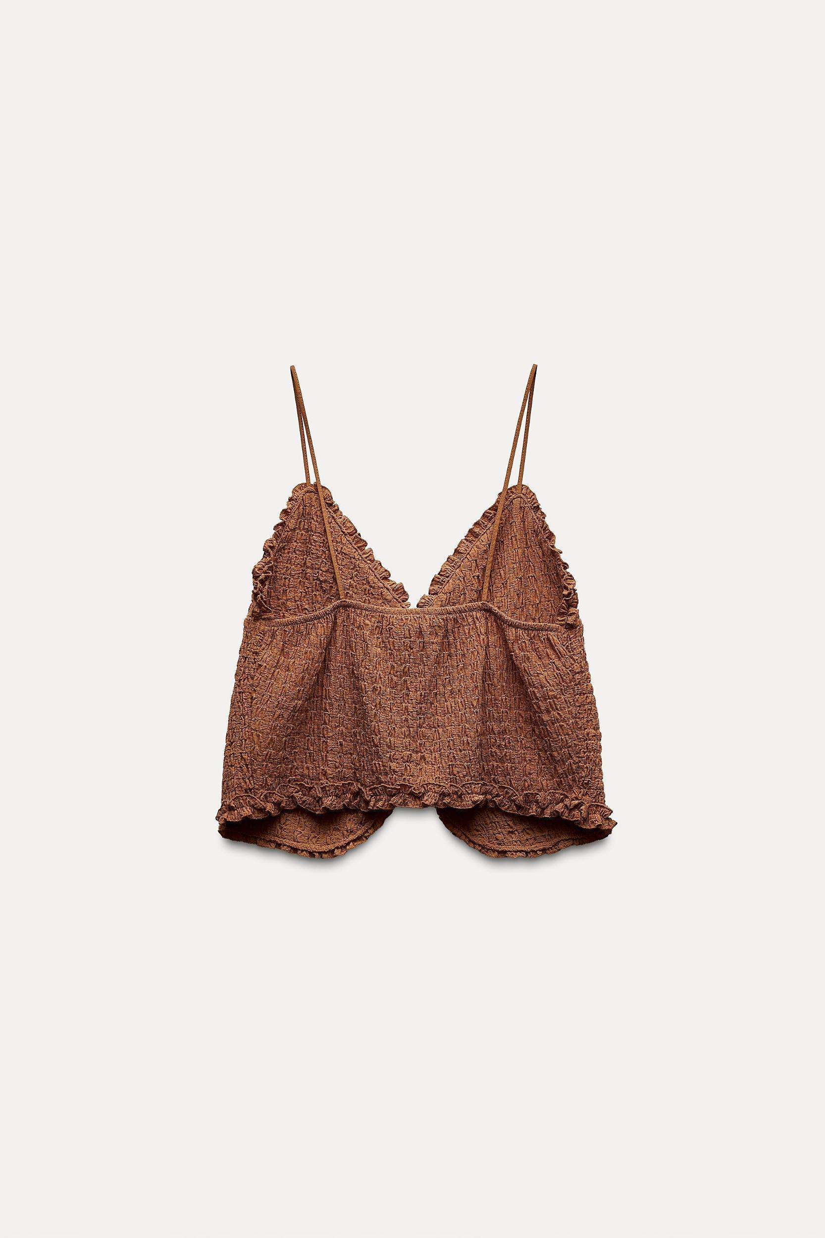 RUFFLED TEXTURED CROP TOP Product Image