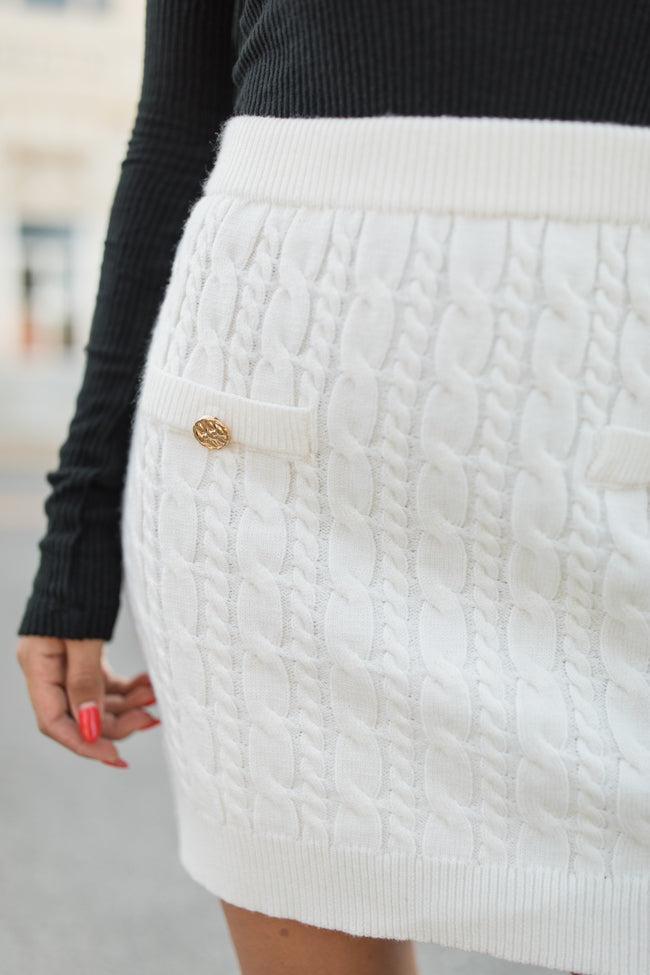 Something About You Cream Cable Knit Mini Skirt FINAL SALE Product Image