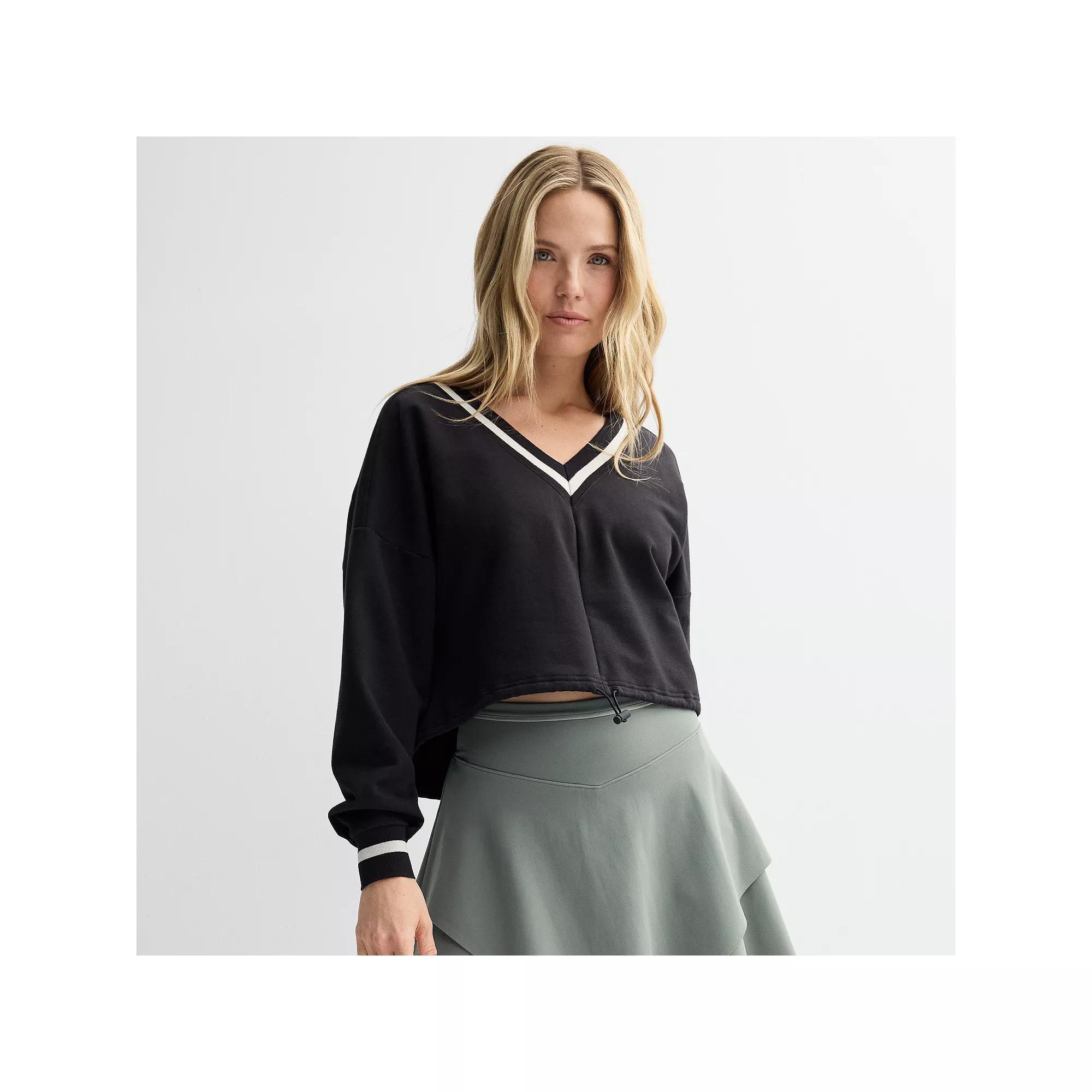 Women's FLX Embrace Varsity Drawstring Waist Popover, Size: Large, Mineral Black Product Image