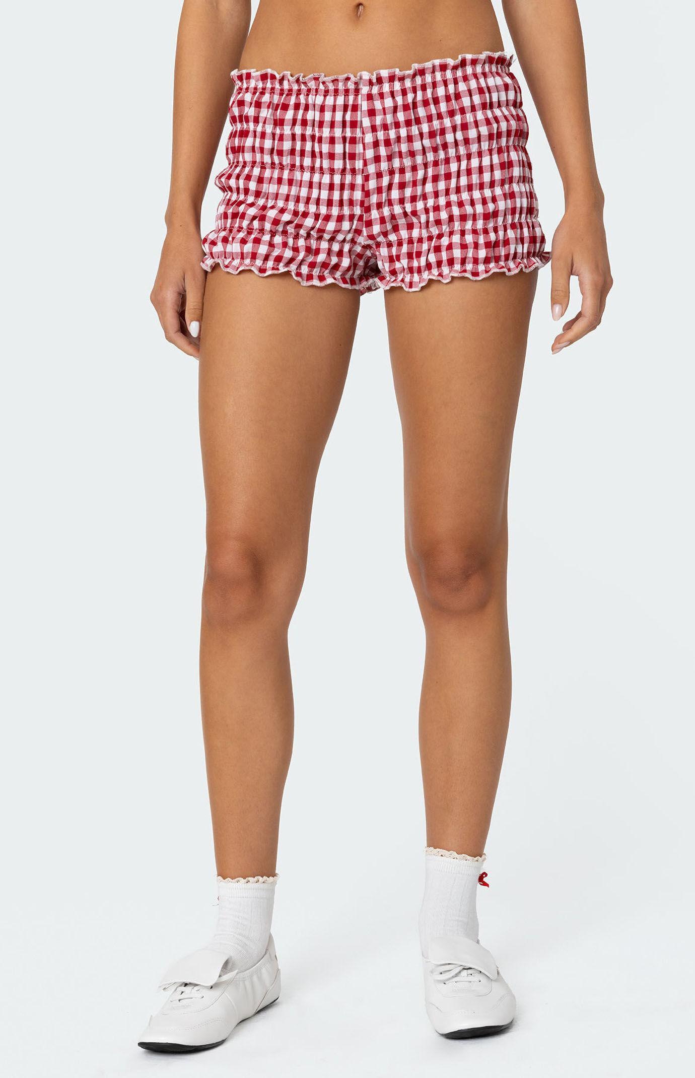 Edikted Women's Gingham Scrunch Shorts Product Image