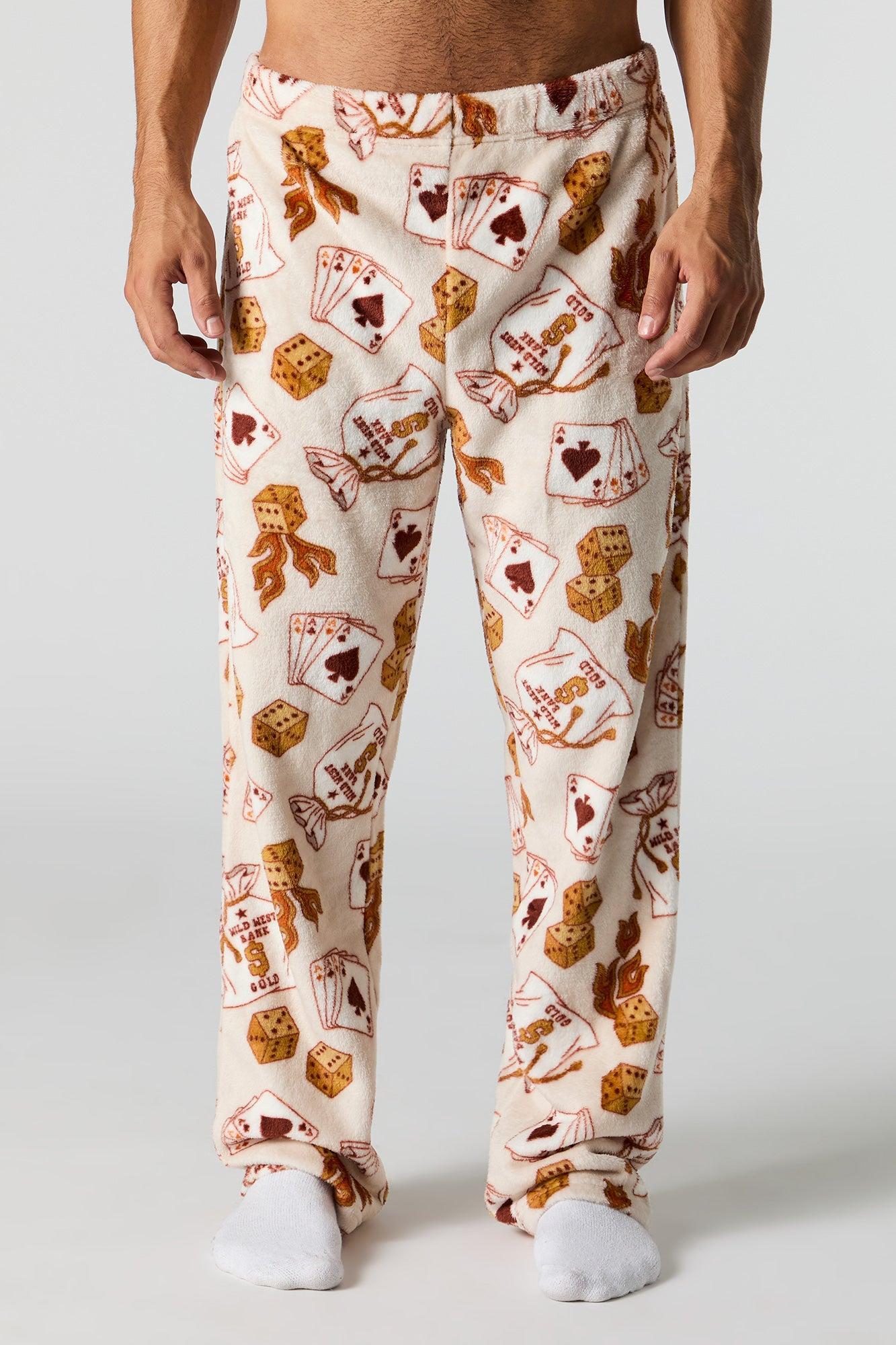 Printed Plush Pajama Pant Male Product Image