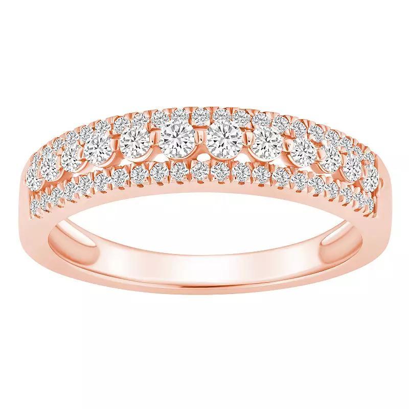 Alyson Layne 14k Gold 1/2 Carat T.W. Diamond Three-Row Wedding Band, Womens Product Image