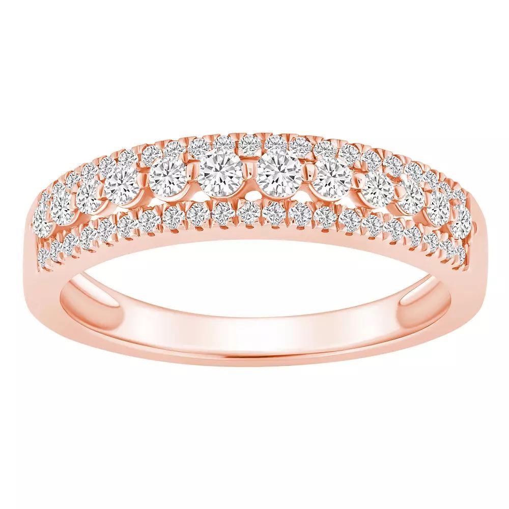 Alyson Layne 14k Gold 1/2 Carat T.W. Diamond Three-Row Wedding Band, Womens Product Image