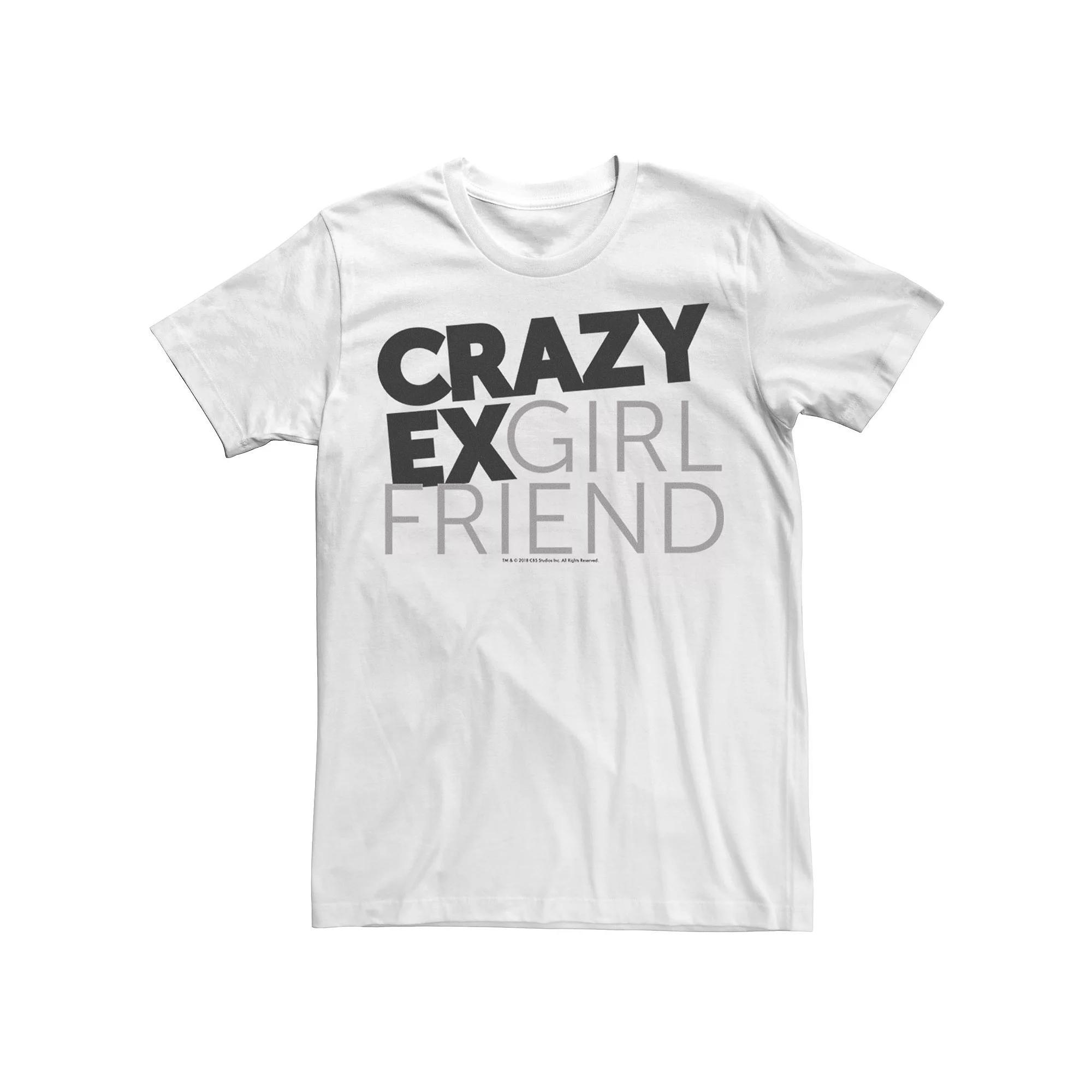 Men's Crazy Ex Girlfriend Black And Grey Font Tee, Size: Medium, White Product Image
