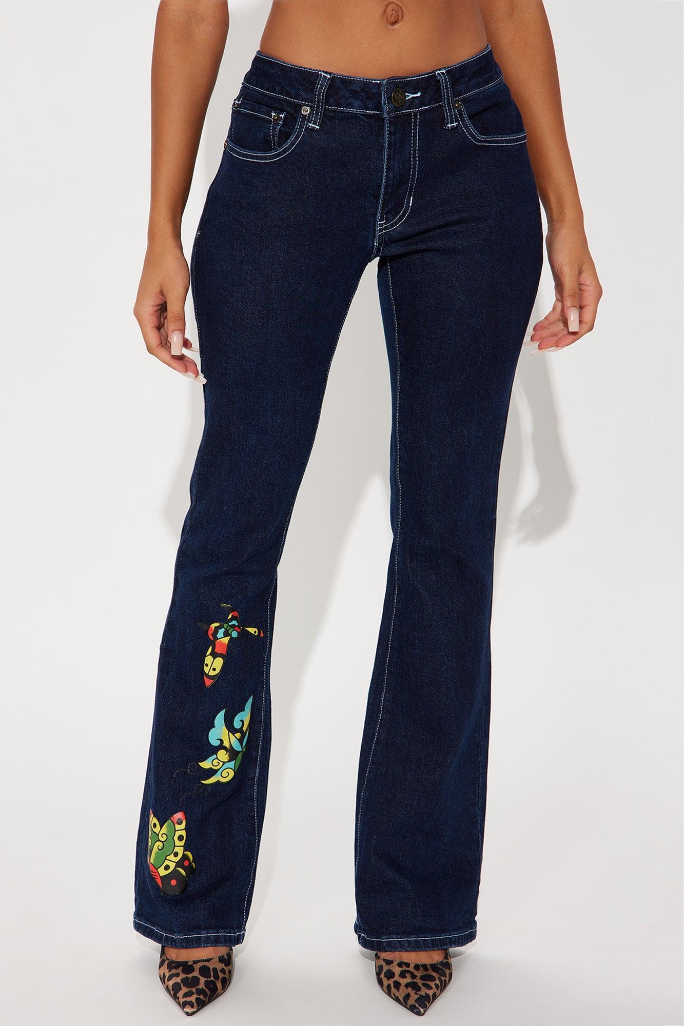 Ed Hardy Butterflies Bootcut Jeans - Medium Wash Product Image