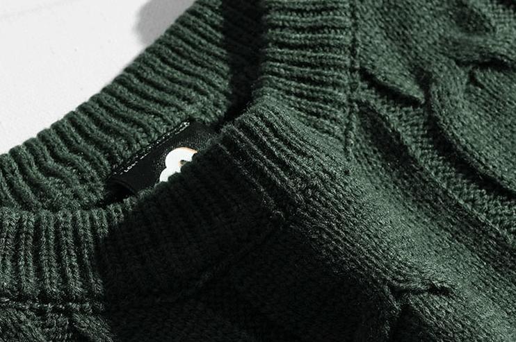 RT No. 10183 DARK GREEN TWIST KNITTED SWEATER Product Image