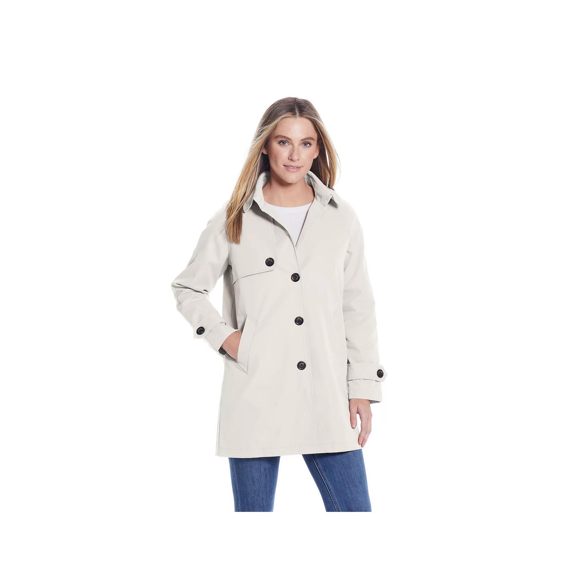 Women's Weathercast Lightweight Button Front Hooded Topper Jacket, Size: Small, Pink Product Image