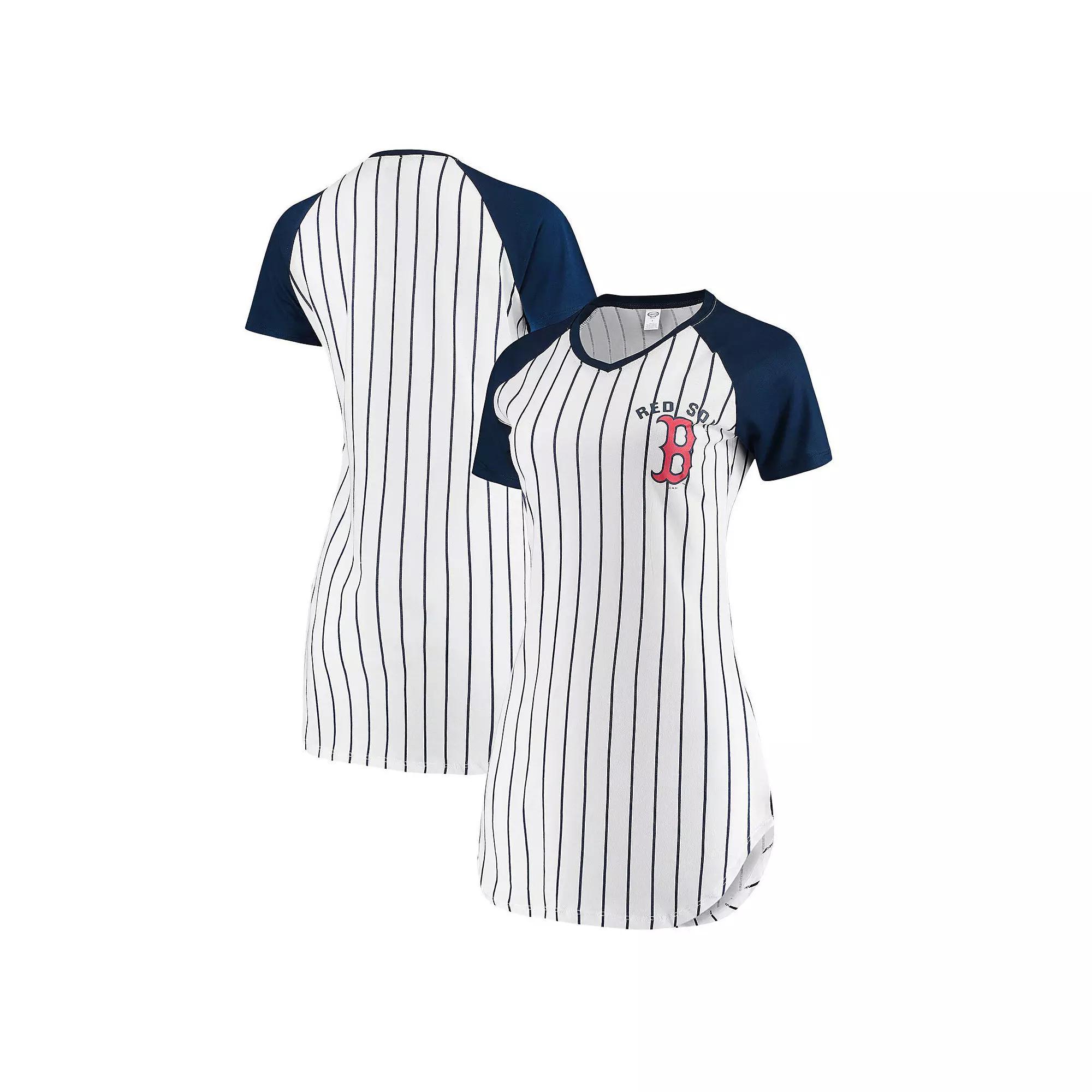 Women's Concepts Sport White Boston Red Sox Vigor Pinstripe Nightshirt, Size: Medium Product Image
