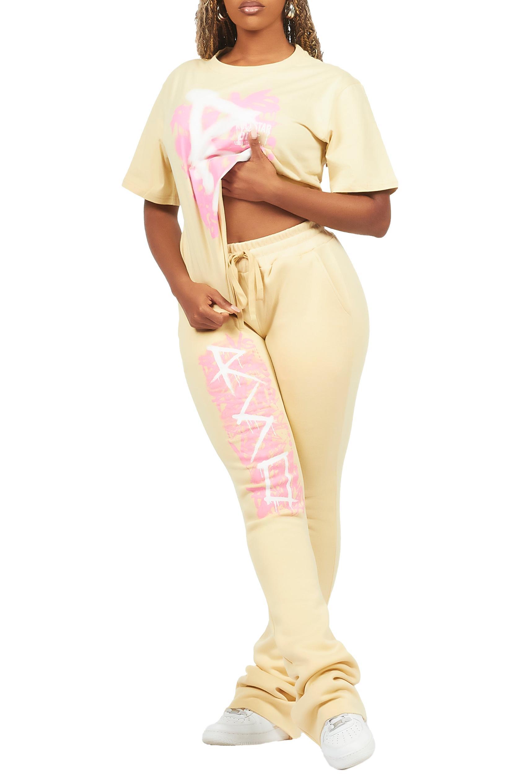 Nahomy Beige T-Shirt Trackset Female Product Image