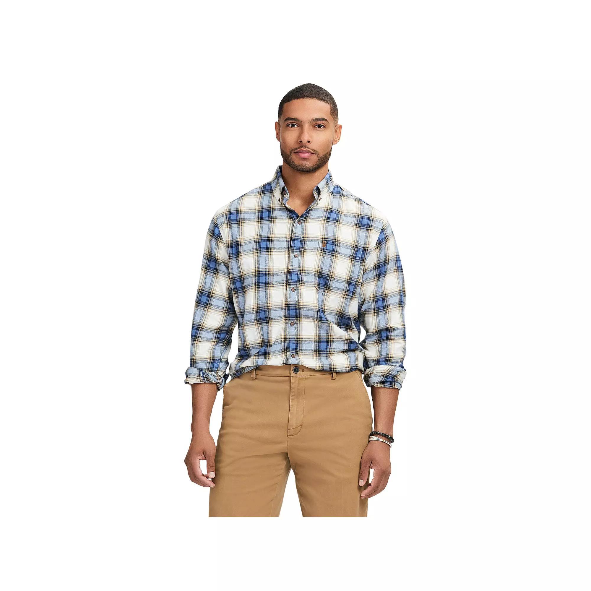 Men's IZOD Stratton Flannel Long Sleeve Button Down Shirt, Size: Small, Bijou Blue Product Image
