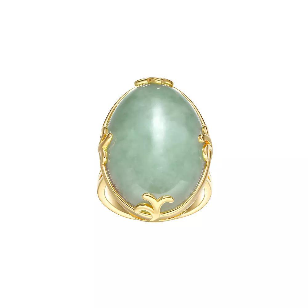 Dynasty Jade 18k Gold Over Sterling Silver Green Jade Ring, Women's, Size: 6 Product Image