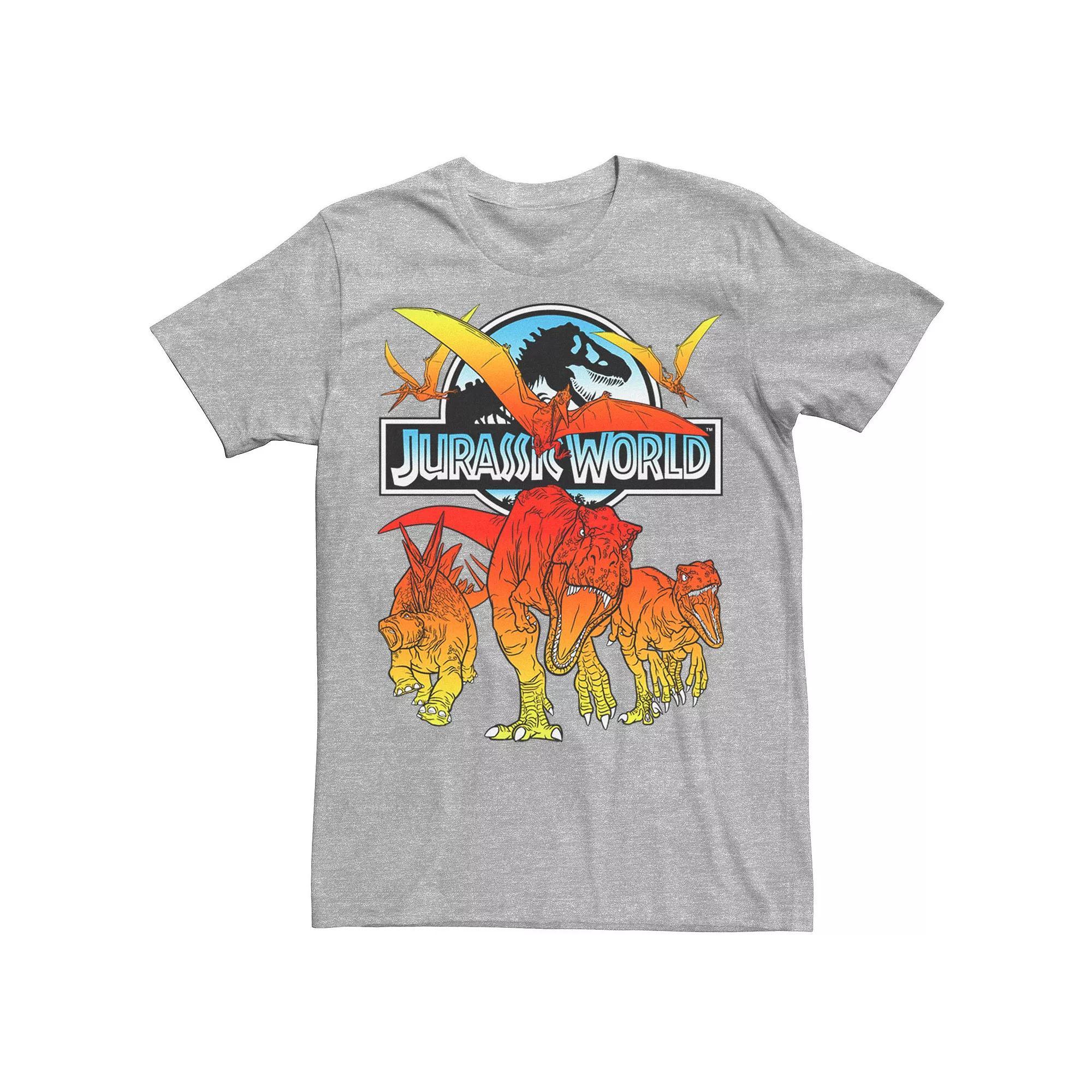 Men's Jurassic World Two Dino Charging Comic Pop Tee, Size: Large, Athletic Grey Product Image