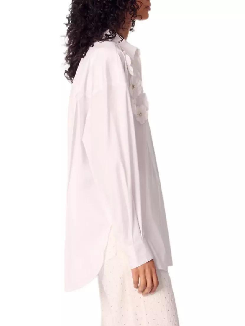 Long Shirt with Embroidered Flowers Product Image