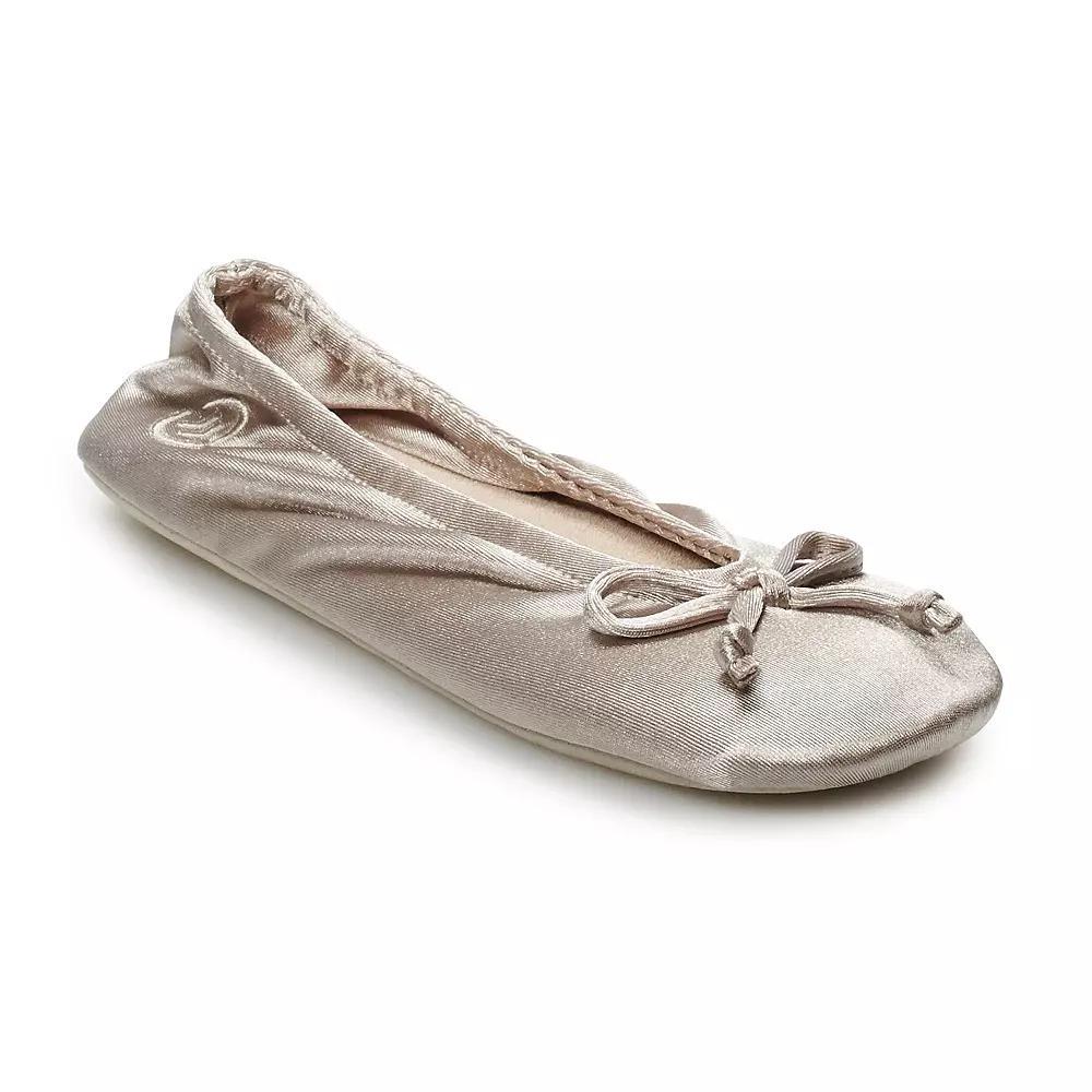 isotoner Satin Womens Ballerina Slippers Evening Brown Product Image