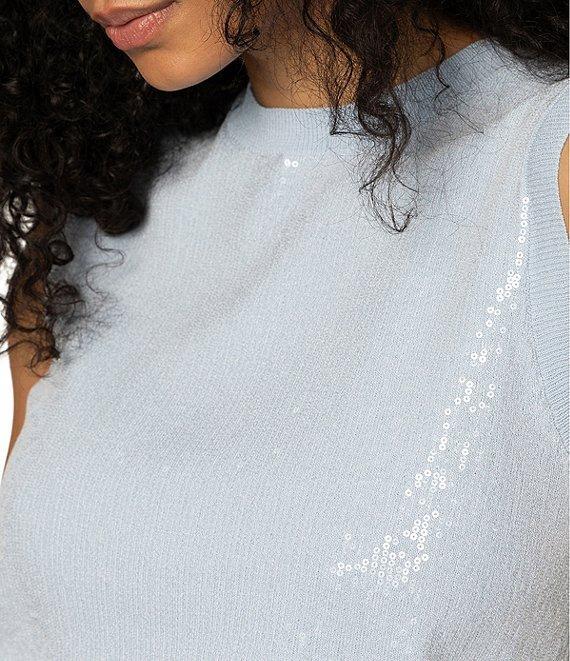 Sanctuary Sequin Knit Crew Neck Sleeveless Shell Top Product Image