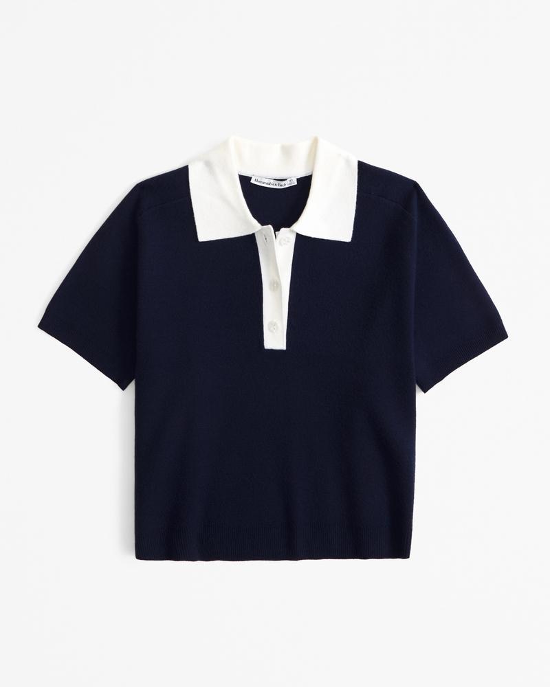 LuxeLoft Short-Sleeve Sweater Polo Product Image