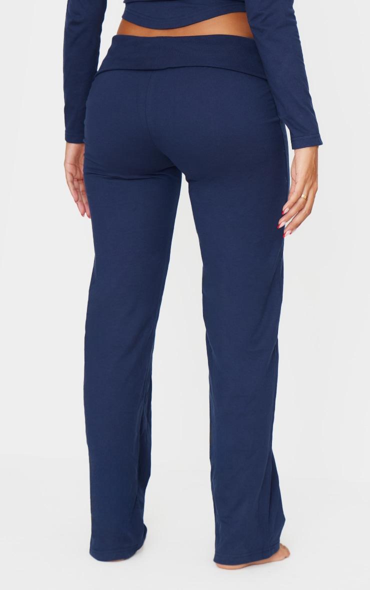 Shape Navy Low Rise Fold Over Seam Front Wide Leg Pants Product Image