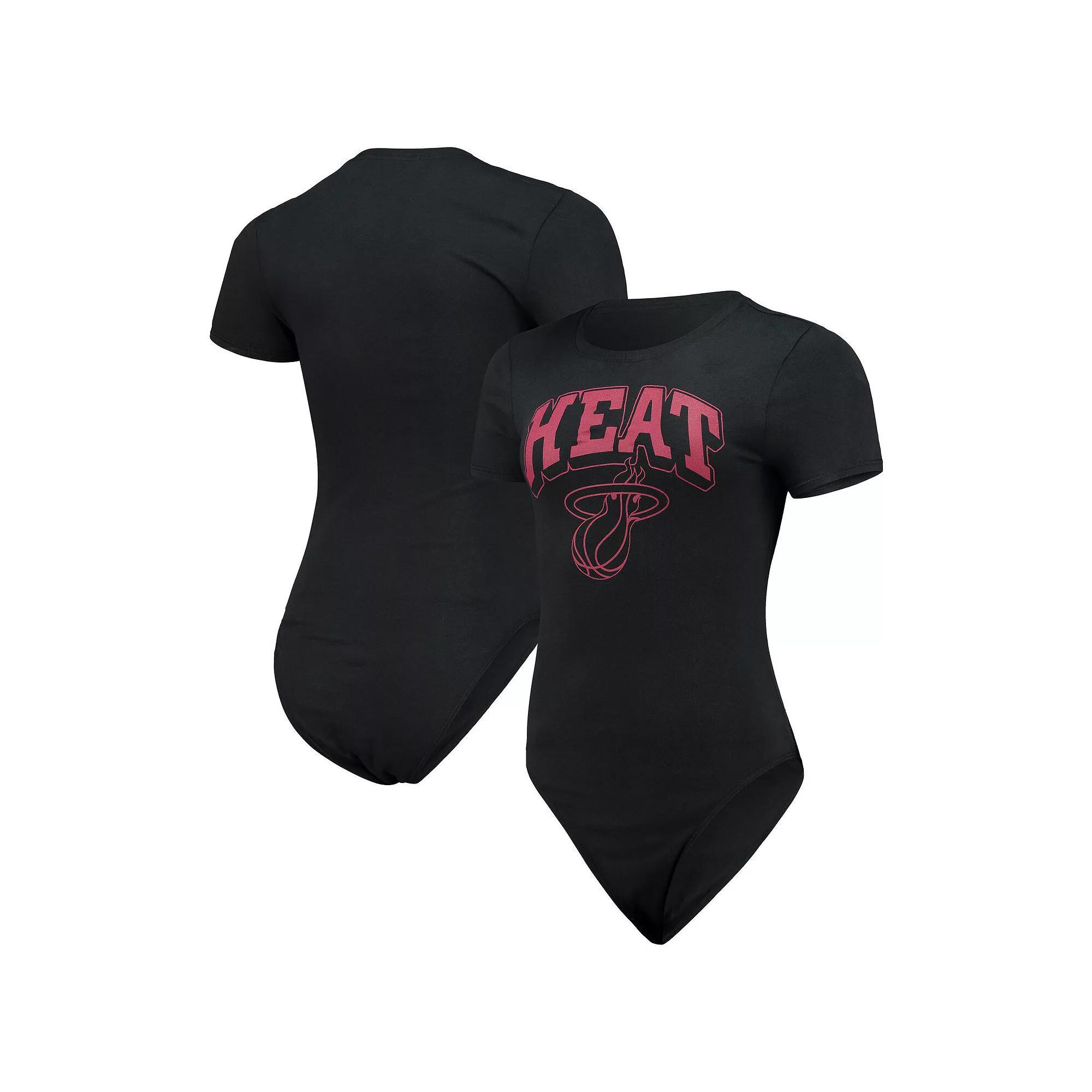 Women's Junk Food Black Miami Heat Bodysuit, Size: 2XL Product Image