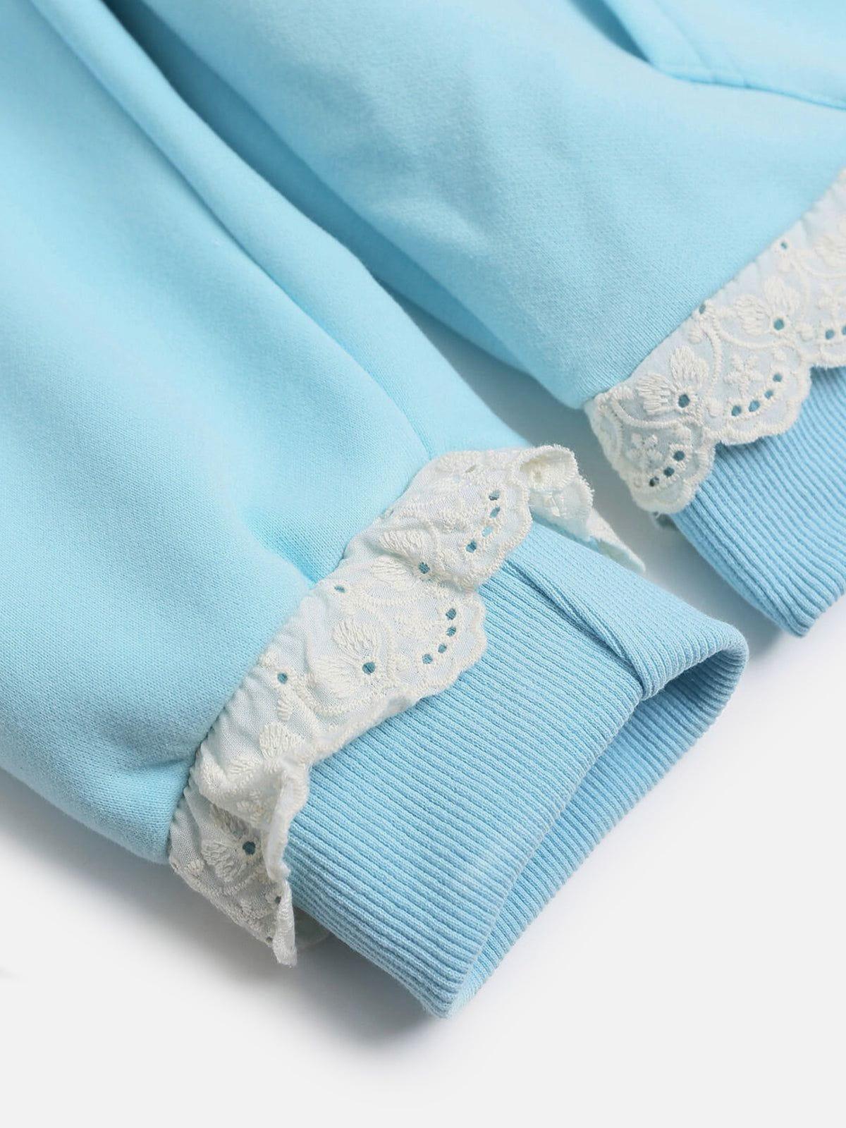 Aelfric Eden Applique Apple Lace Pullover Hoodie Female Product Image