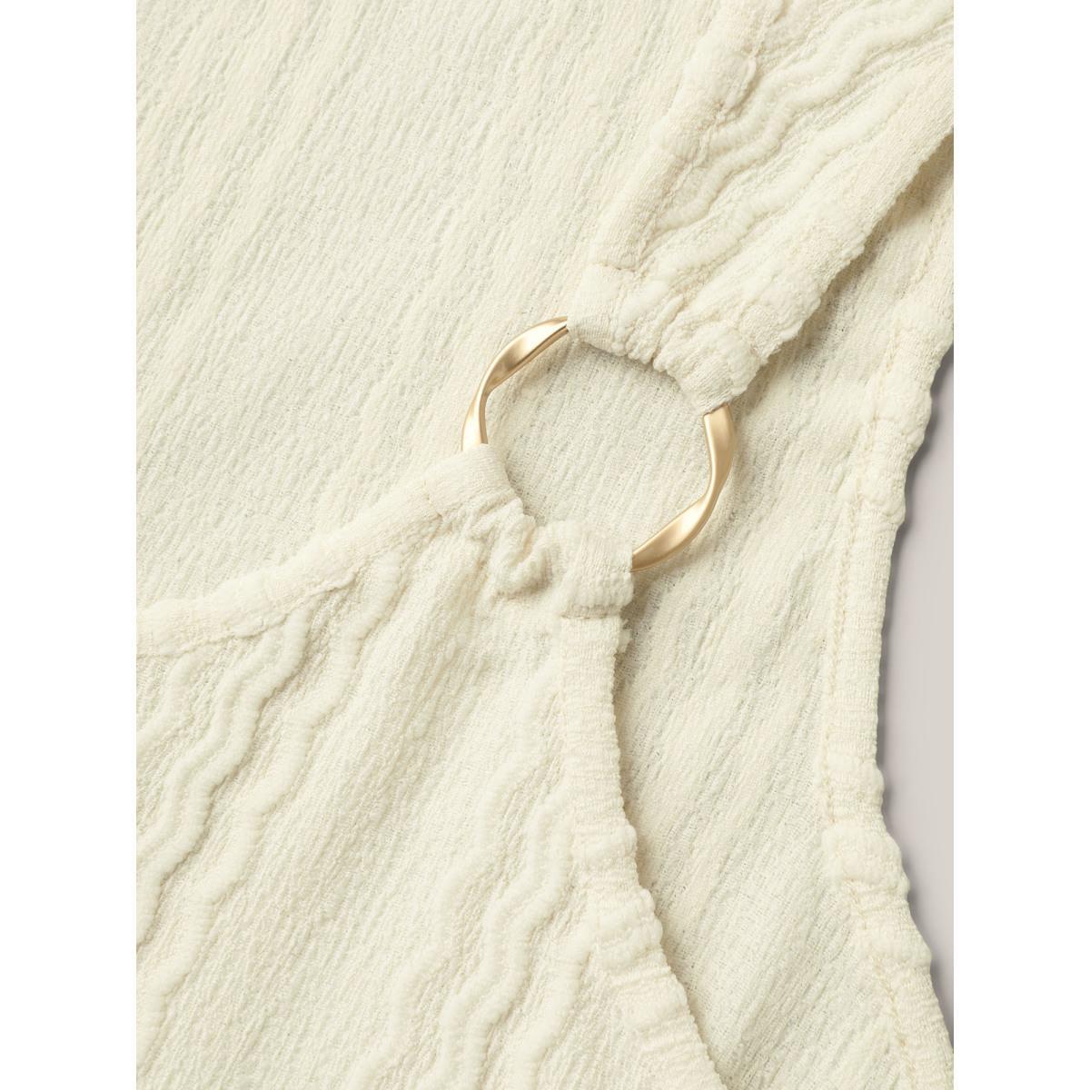 Plus Size Textured Metal Ring Sheer Tank Top Women Beige Texture U-neck Vacation Tank Tops Camis BloomChic 14-16/1X Product Image