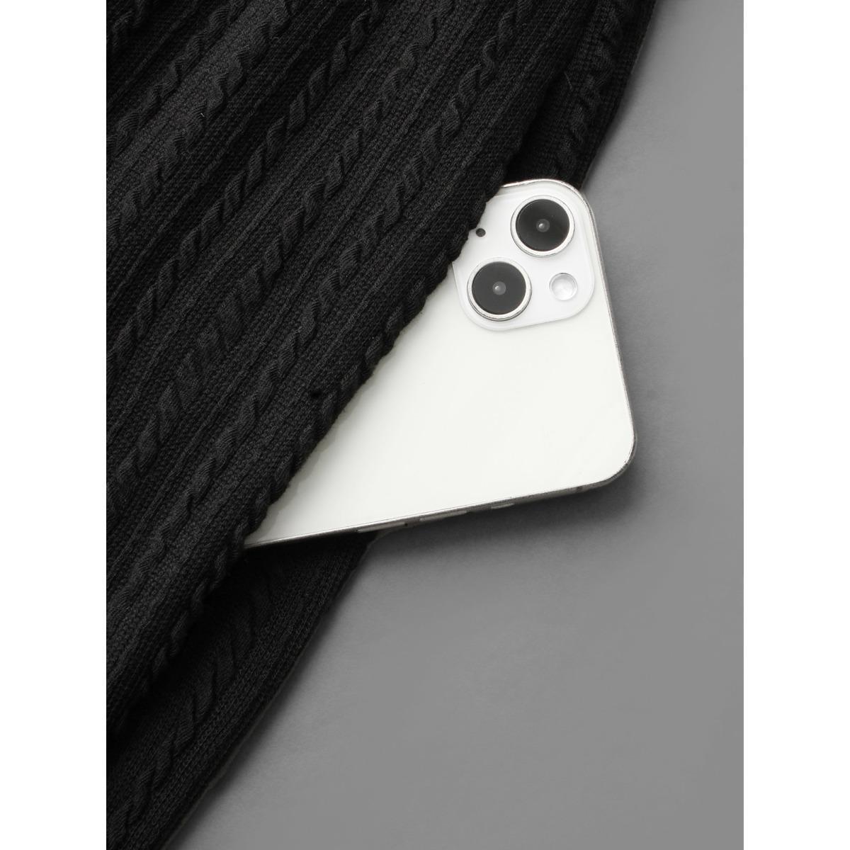 Plus Size One Shoulder Plain Textured Dress Black Women Casual Texture Knit Dresses Bloomchic 26/4X Product Image