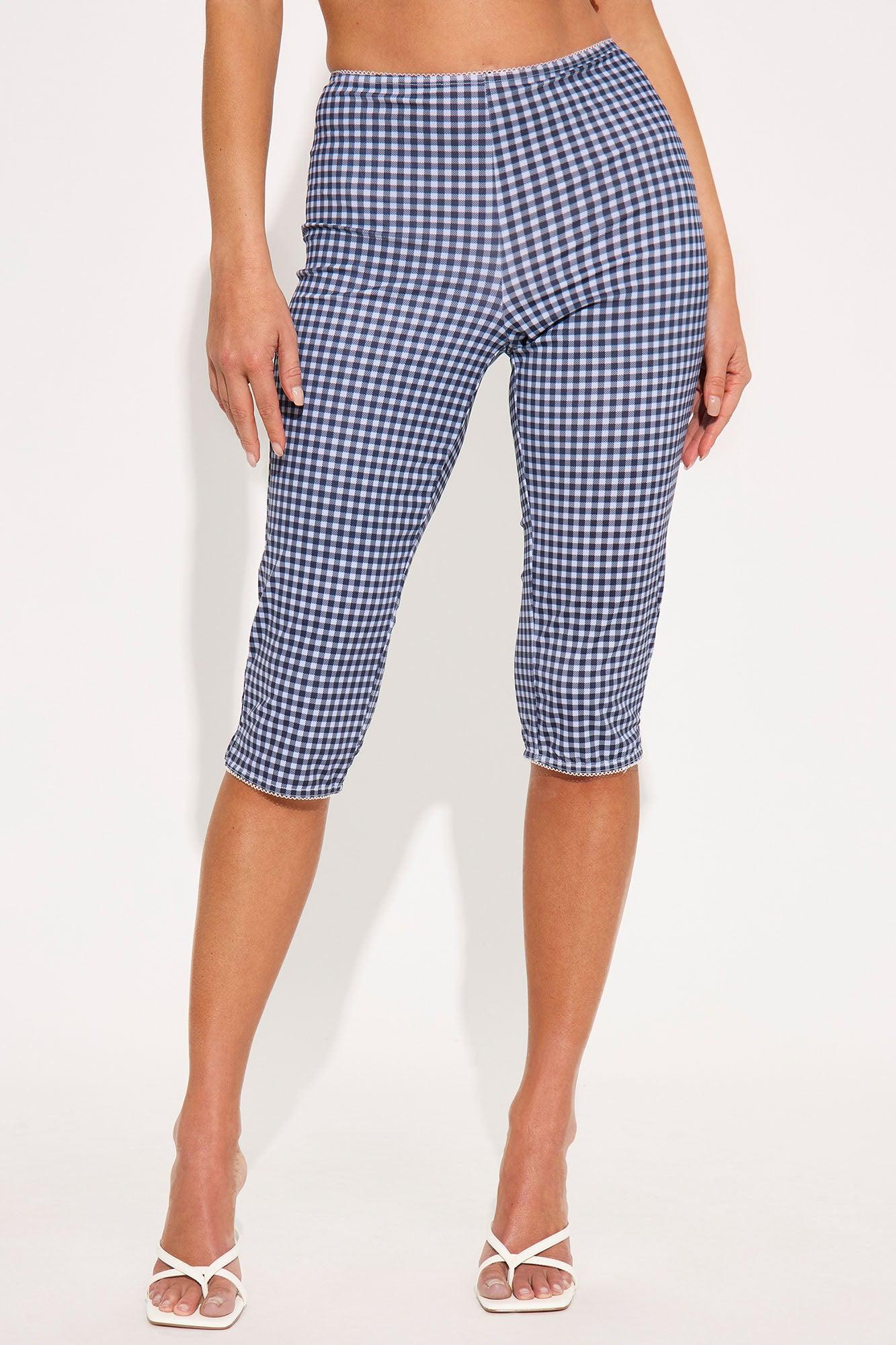 Cara Gingham Capri Legging - Black/combo Product Image