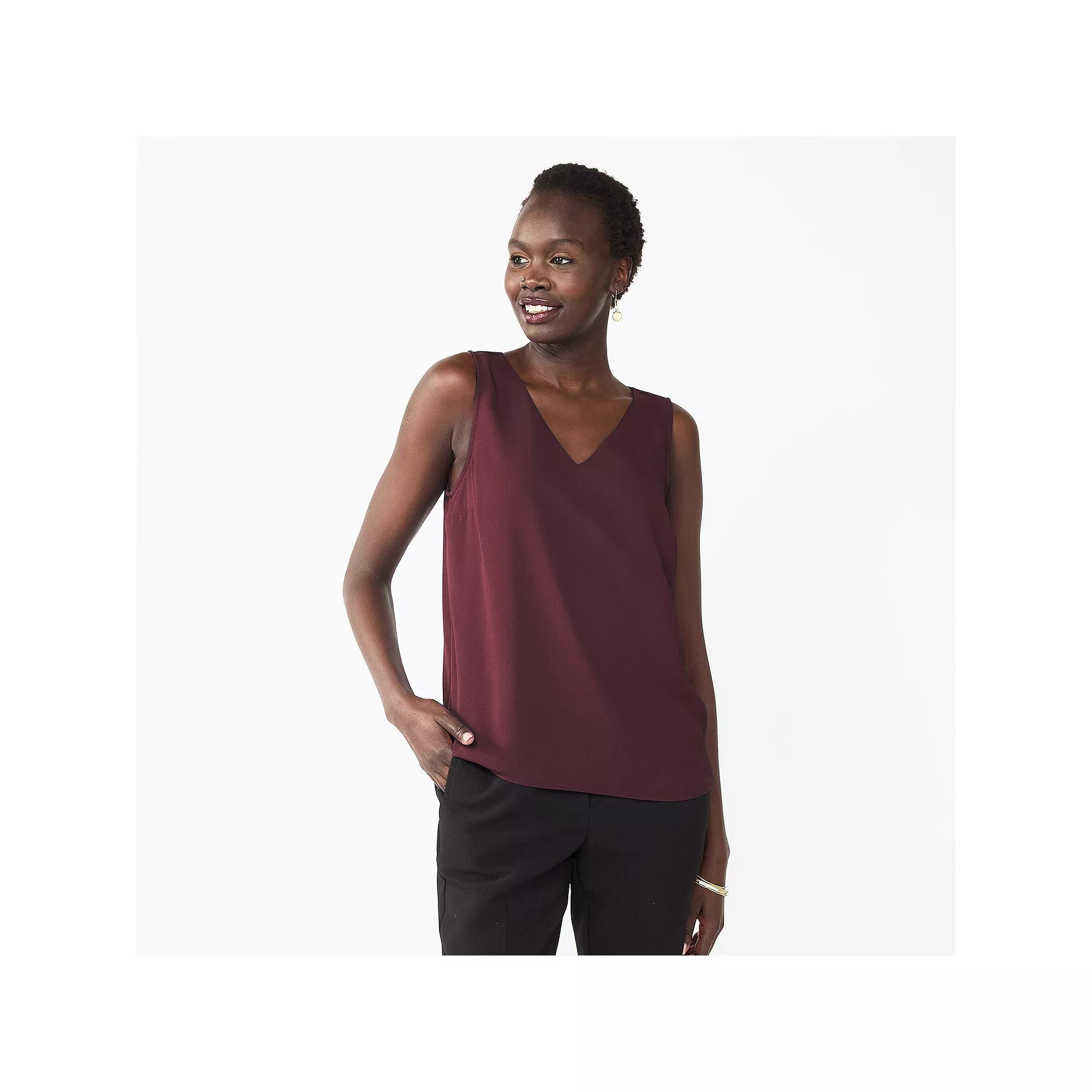 Women's Nine West V-Neck Tank Top, Size: XL, Maddie Purple Product Image