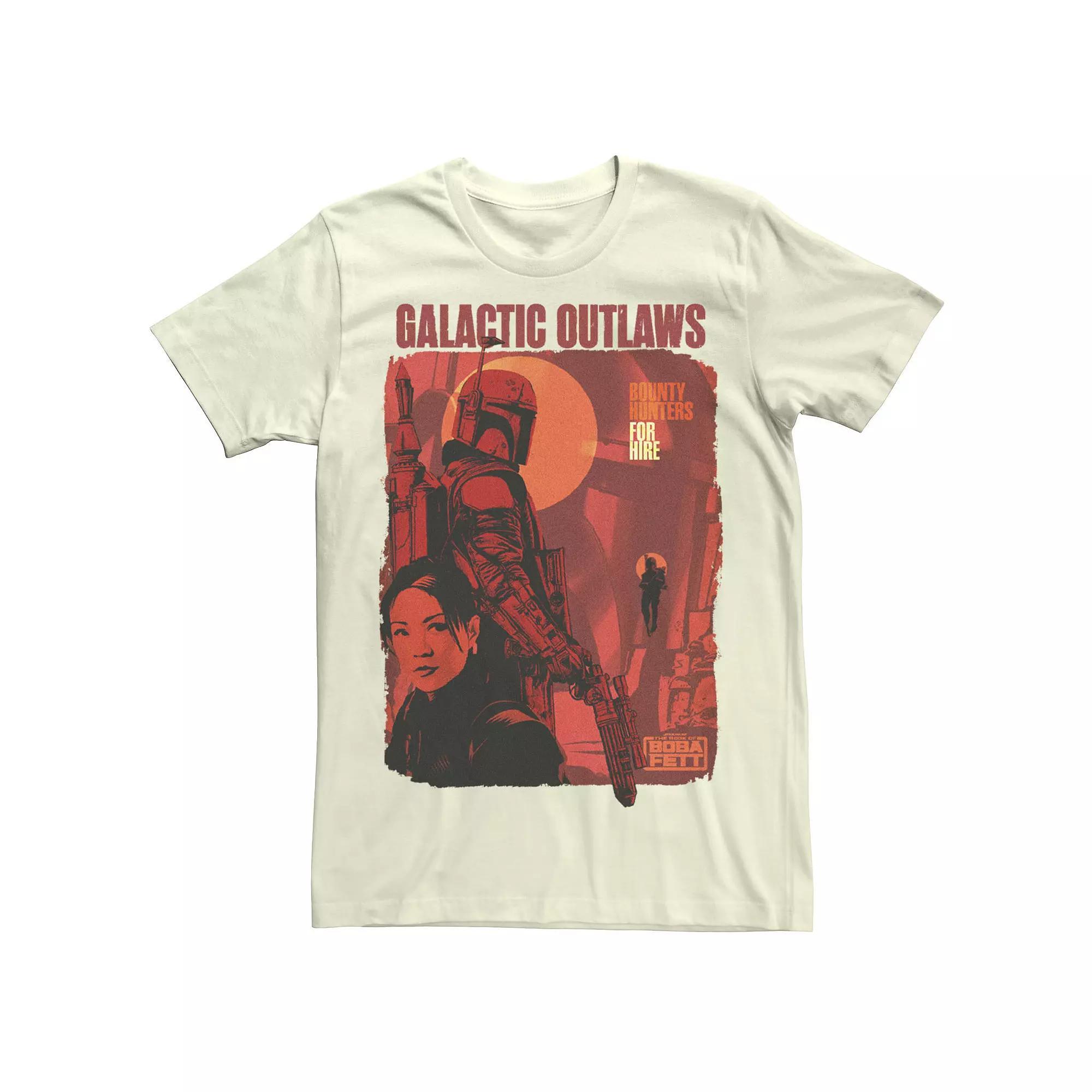 Men's Star Wars The Book Of Boba Fett Galactic Outlaws Red Hue Poster Tee, Size: XL, White Product Image