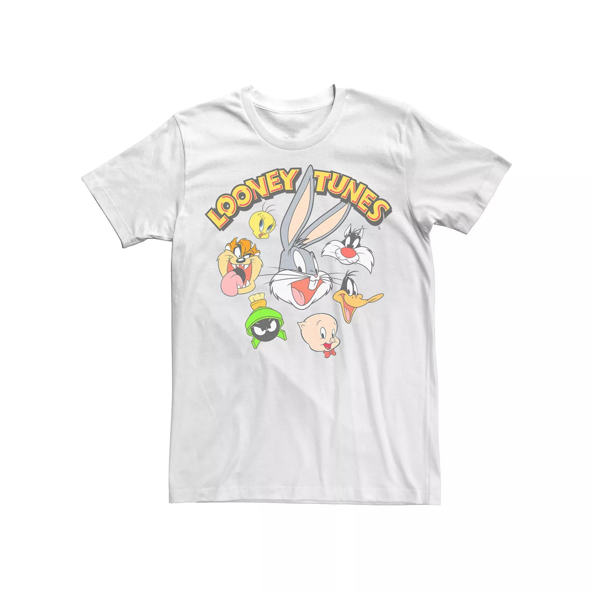 Big & Tall Looney Tunes Characters Heads Graphic Tee, Men's, Size: XL Tall, White Product Image
