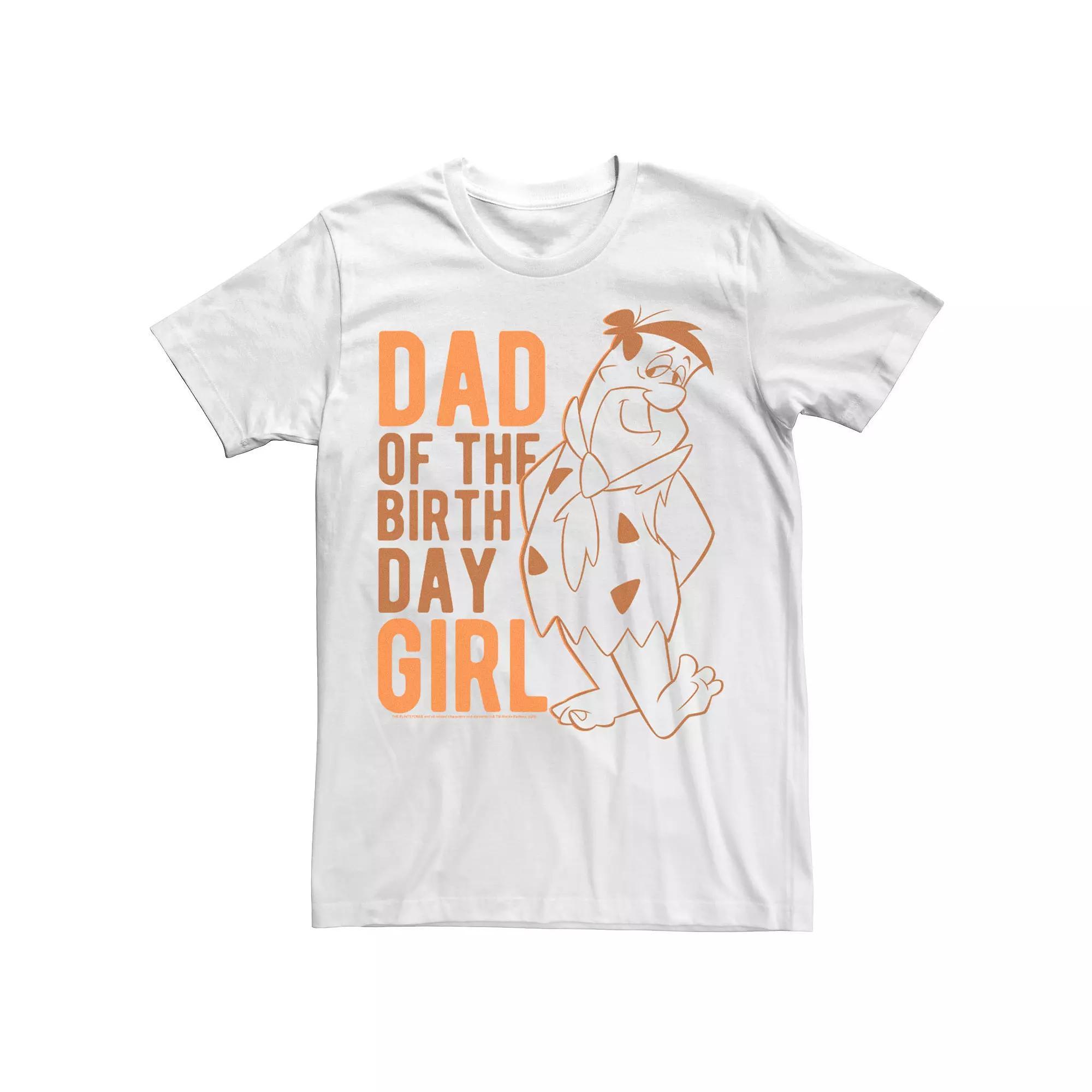 Men's Flinstones Fred Dad Of The Birthday Girl Text Tee, Size: Large, White Product Image