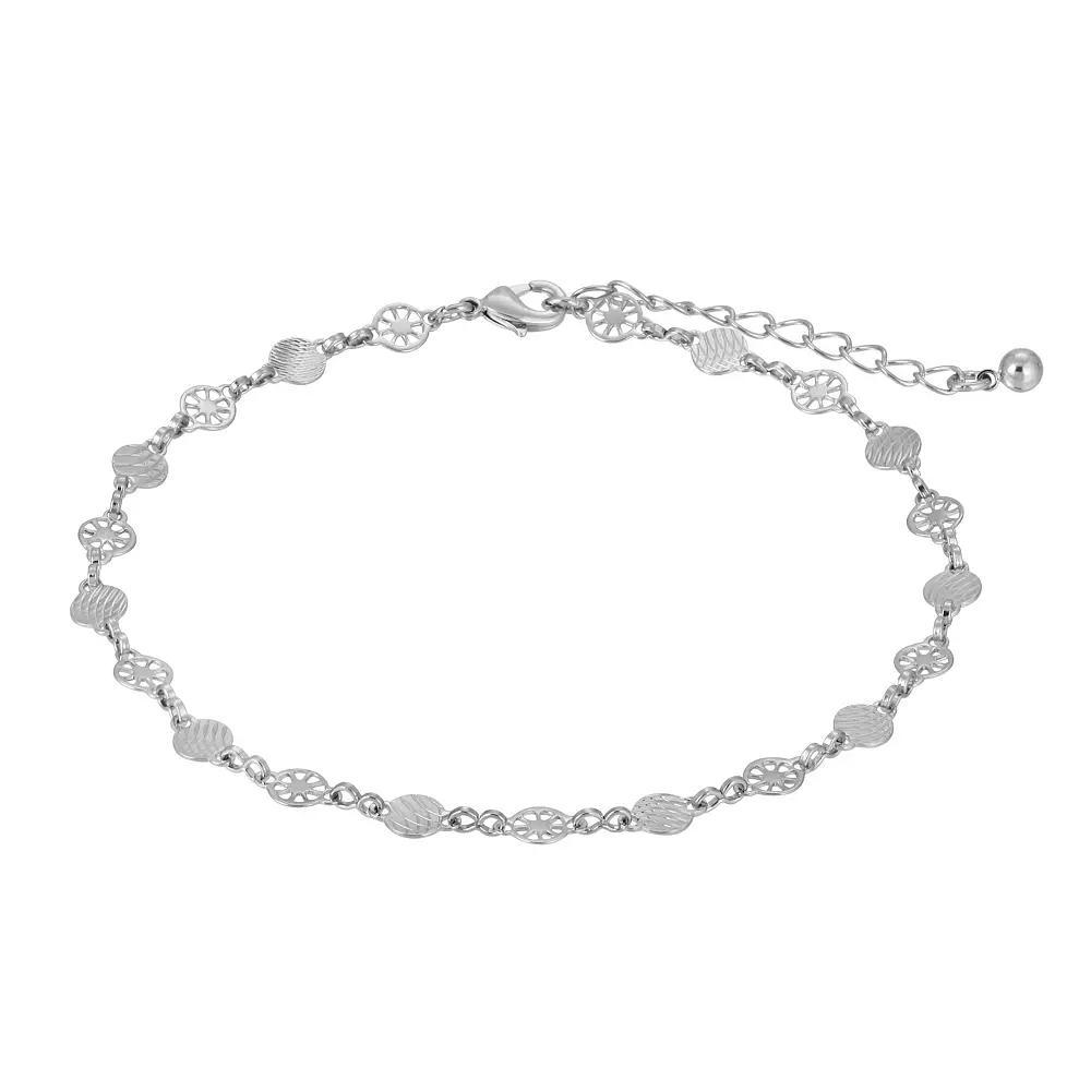 1928 Silver Tone Bohemian Chain Anklet, Womens, Grey Product Image