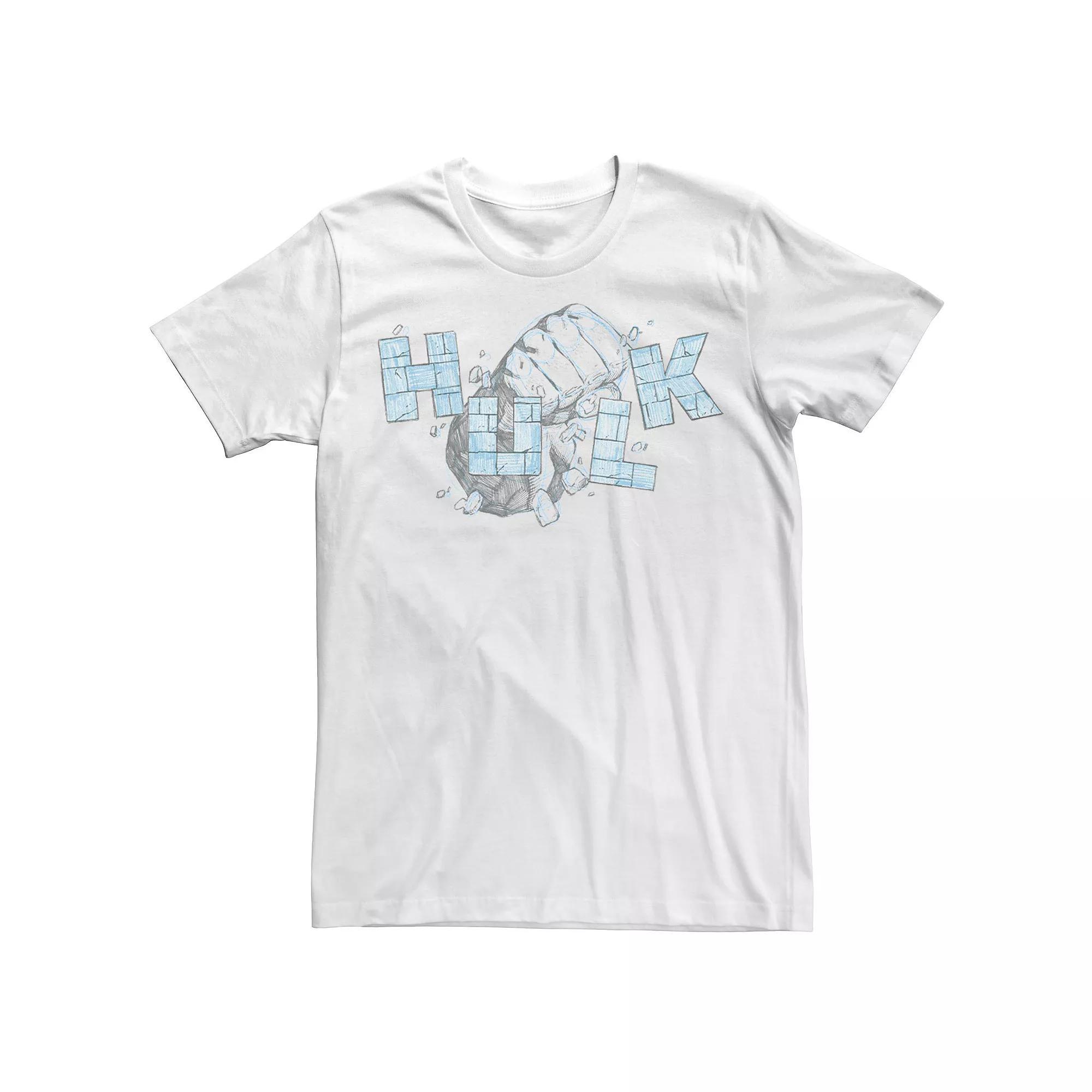 Men's Marvel Hulk Fist Block Letters Poster Graphic Tee, Size: Medium, White Product Image