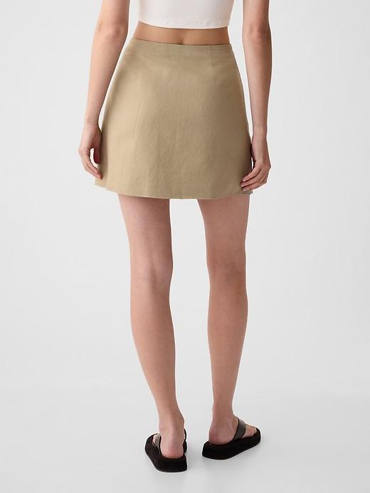 Linen-Cotton Wrap Mini Skirt Product Image
