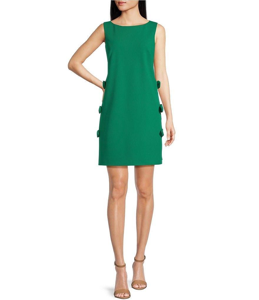 Trina Turk Arlette Boat Neck Sleeveless Side Bow Detail Sheath Dress Product Image
