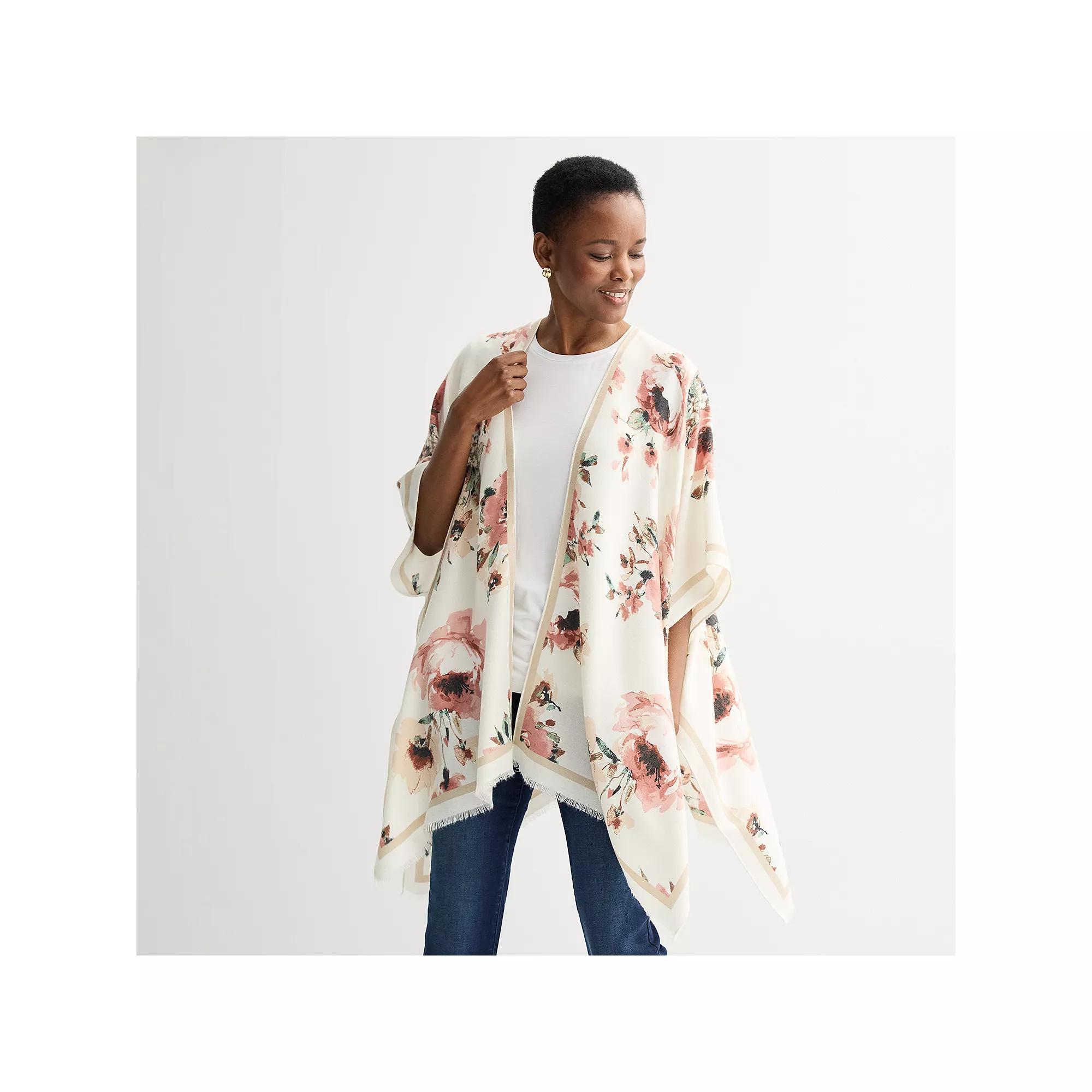 Women's Nine West Brushed Floral Printed Softy Topper, Ivory Neutral Product Image