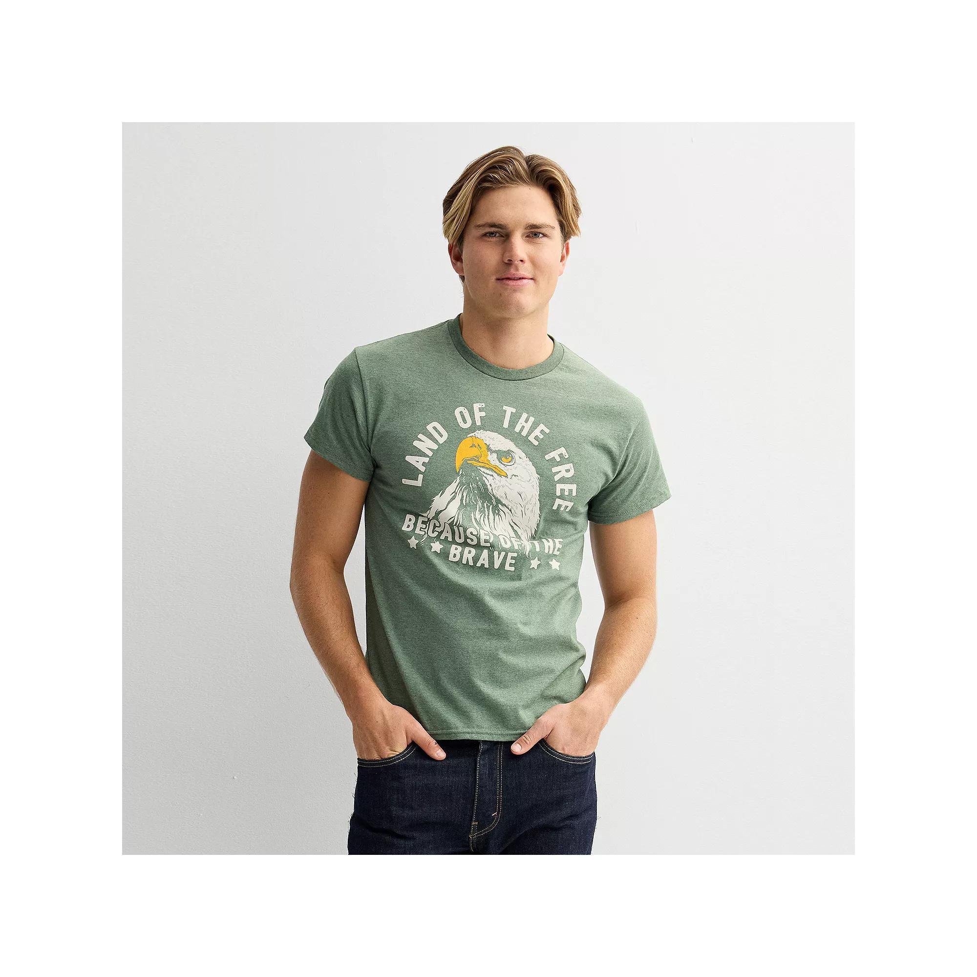 Men's Americana Free Eagle Short Sleeve Graphic Tee, Size: Small, Military Grey Product Image
