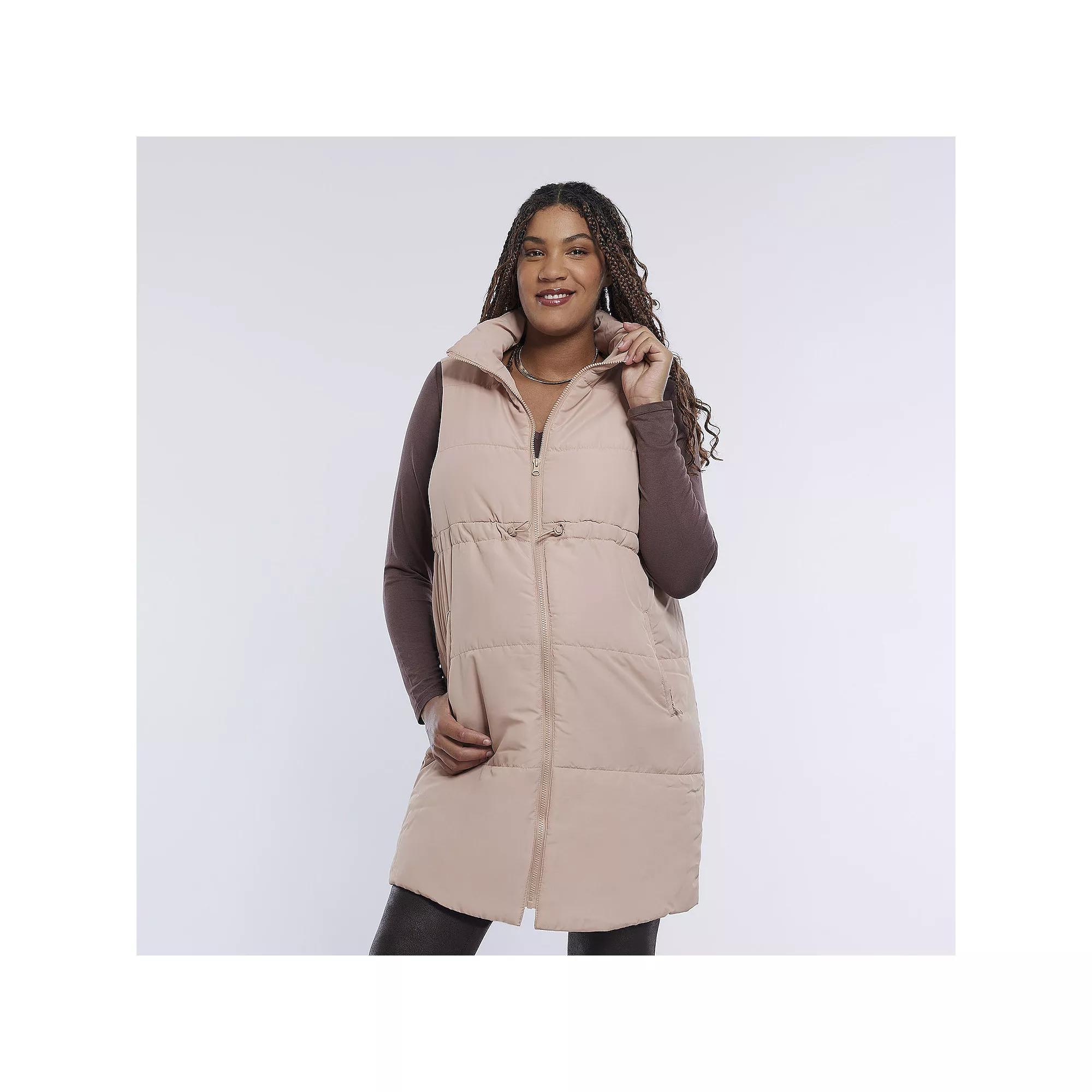 Maternity Motherhood® Long Puffer Vest, Women's, Size: Large-Mat, Green Product Image