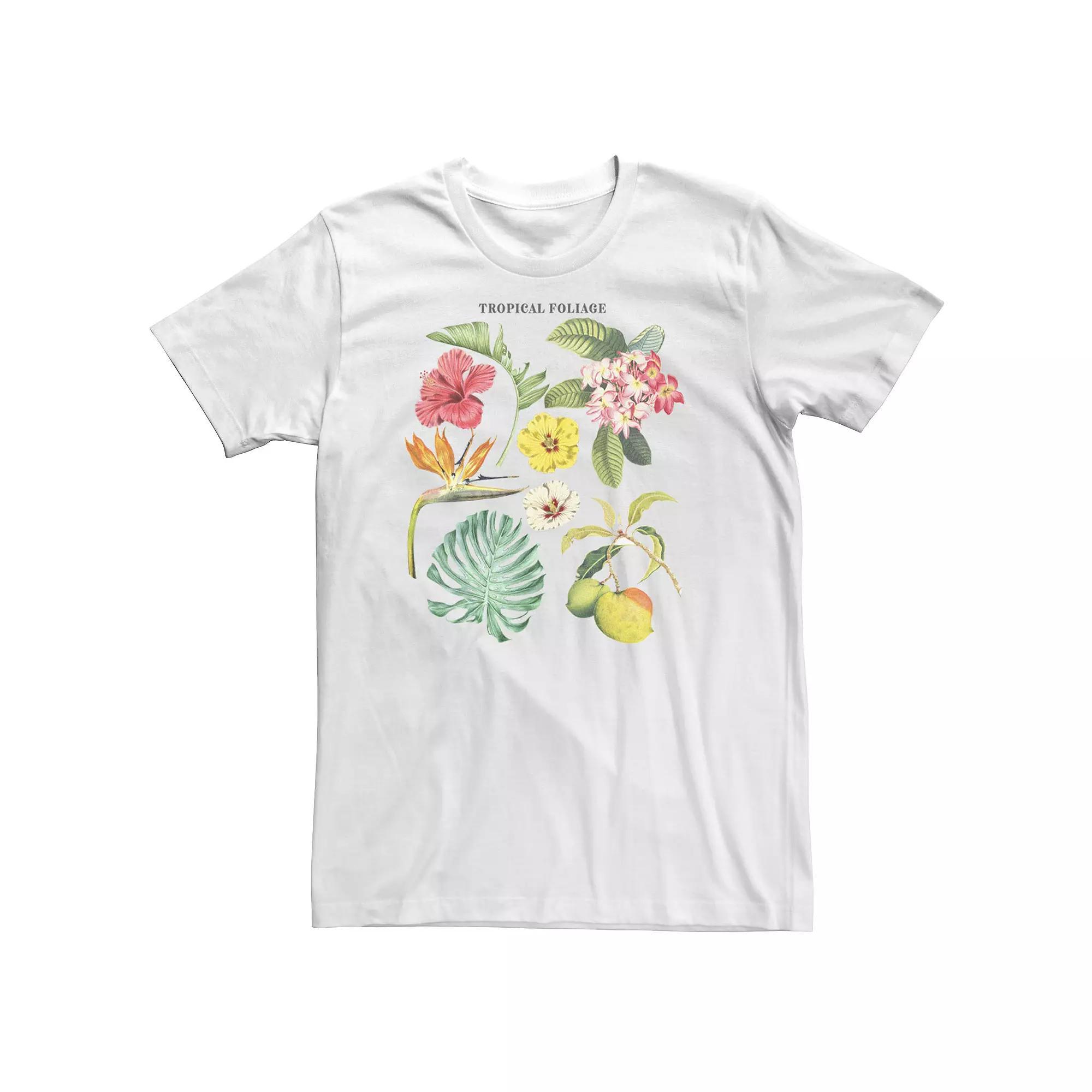 Big & Tall Tropical Foliage Portrait Collage Tee, Men's, Size: XL Tall, White Product Image